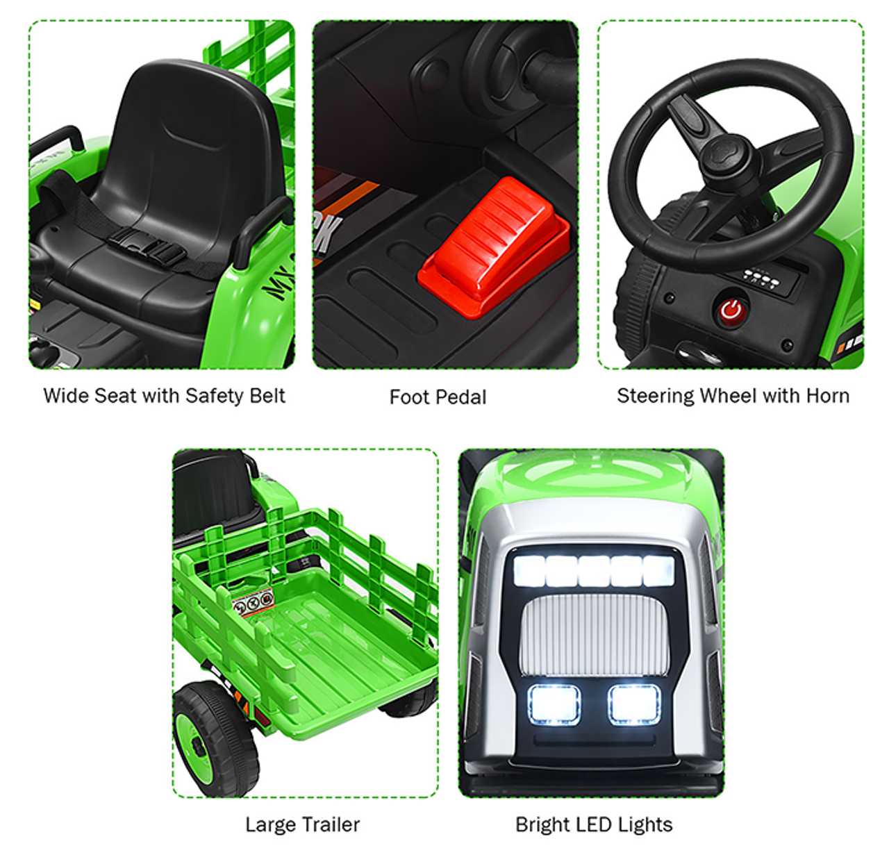 Kids' 12V Ride On/Remote Control Tractor with Trailer product image