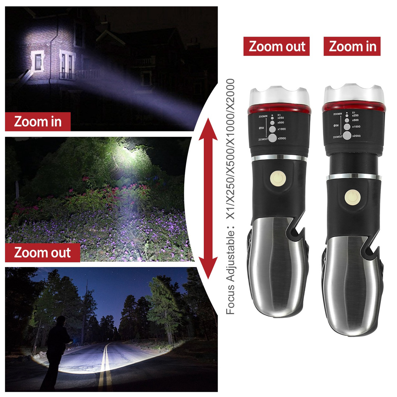 LakeForest® 8-in-1 Emergency Multifunctional Tool LED Flashlight product image