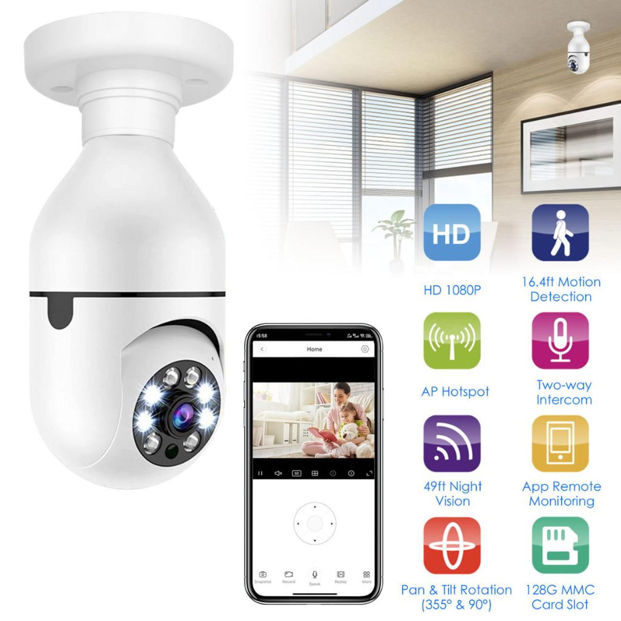 iMounTEK® E27 Wi-Fi Bulb Security Camera product image