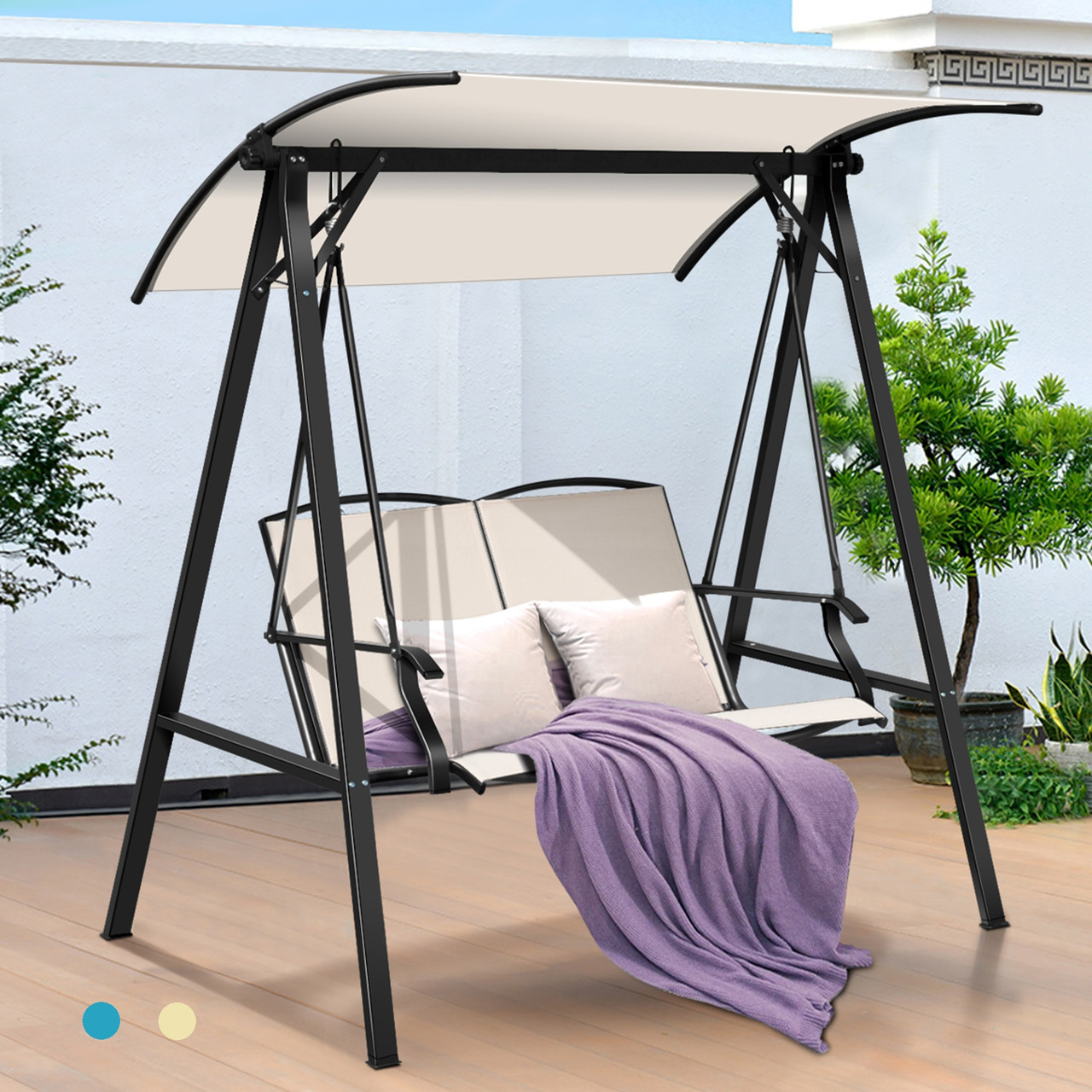 Outdoor 2-Seat Swing Loveseat with Adjustable Canopy product image