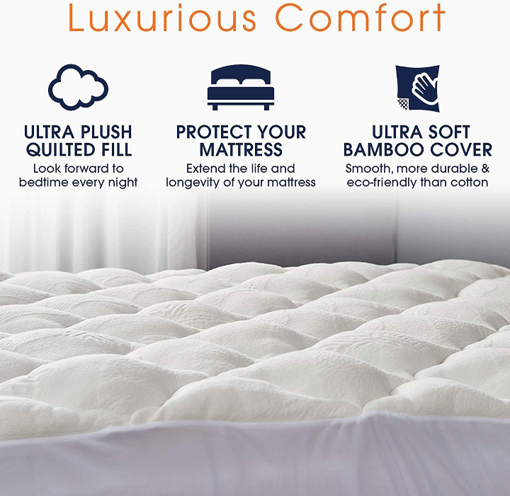 Fitted Bamboo Fabric Mattress Topper By Cheer Collection product image