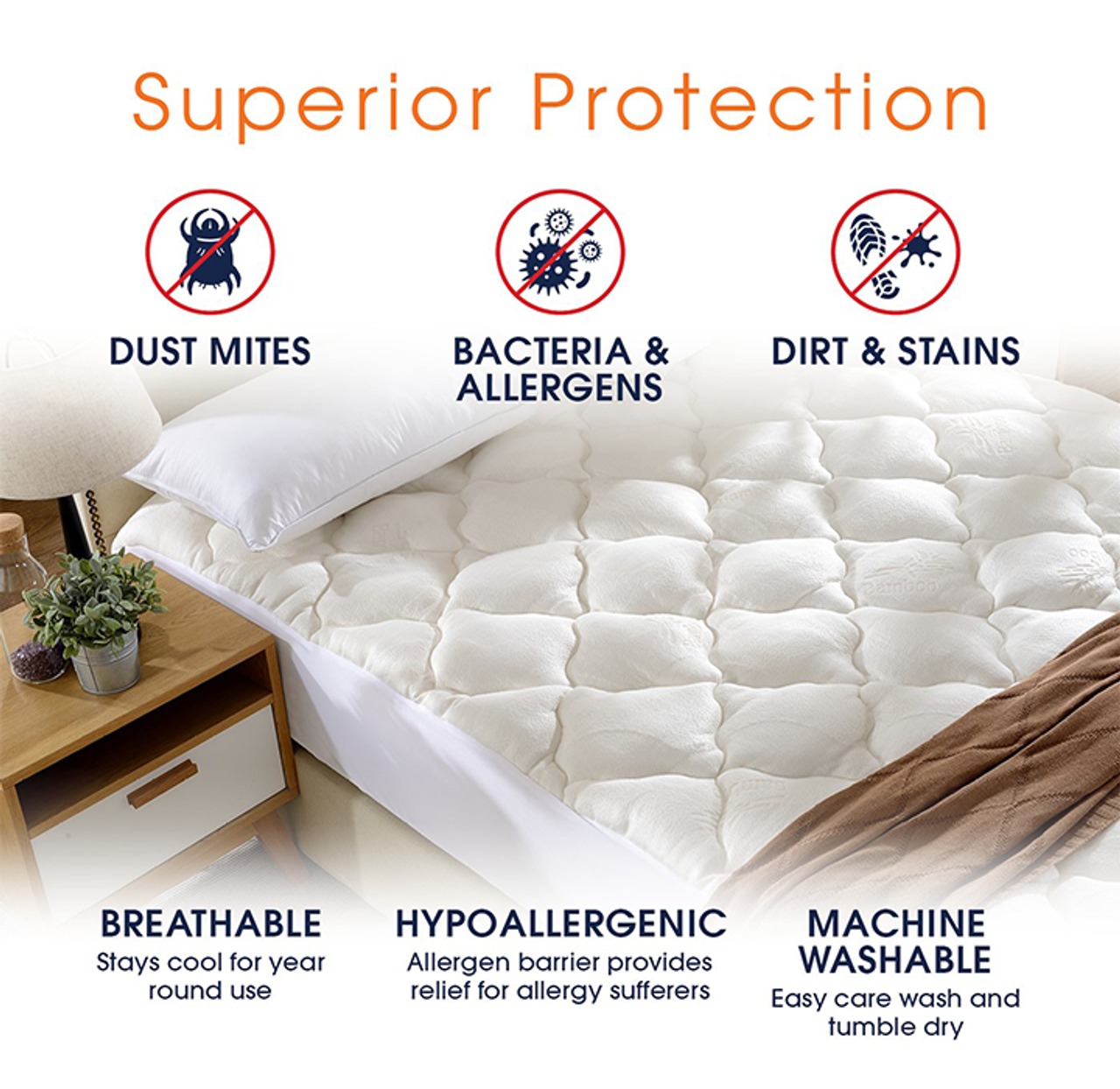 Fitted Bamboo Fabric Mattress Topper by Cheer Collection product image