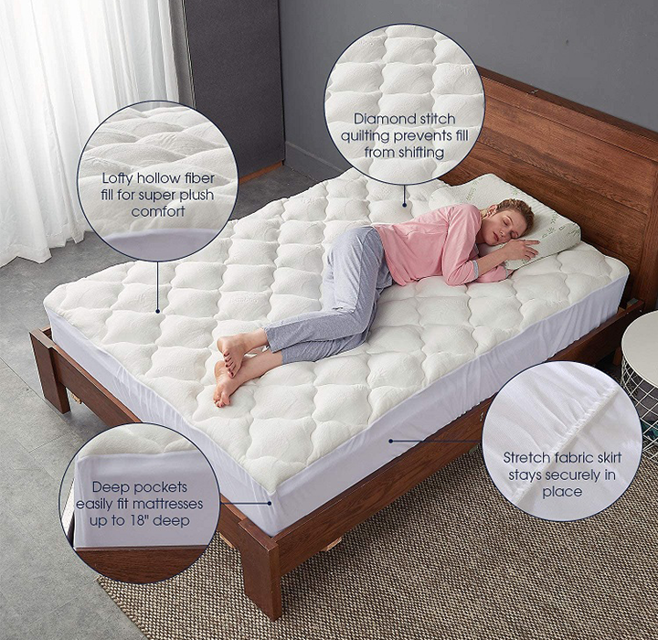 Fitted Bamboo Fabric Mattress Topper By Cheer Collection product image