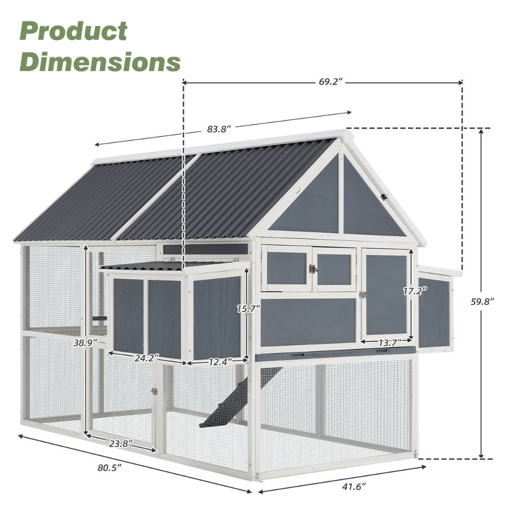 84-Inch Large Outdoor Wooden Chicken Coop Multi-level Hutch product image