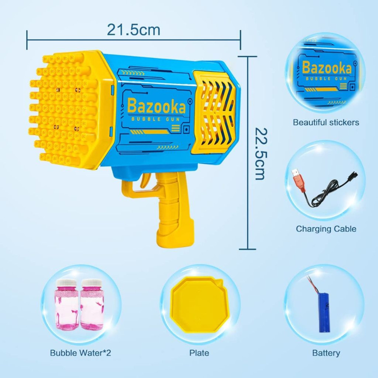 Bazooka Bubble Machine with Rechargeable Battery and Bubble Solution product image