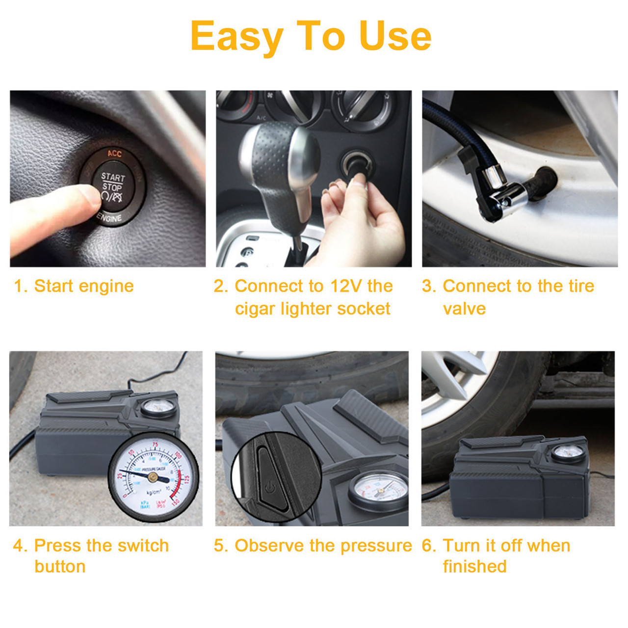 12V DC Portable Car Tire Air Pump product image