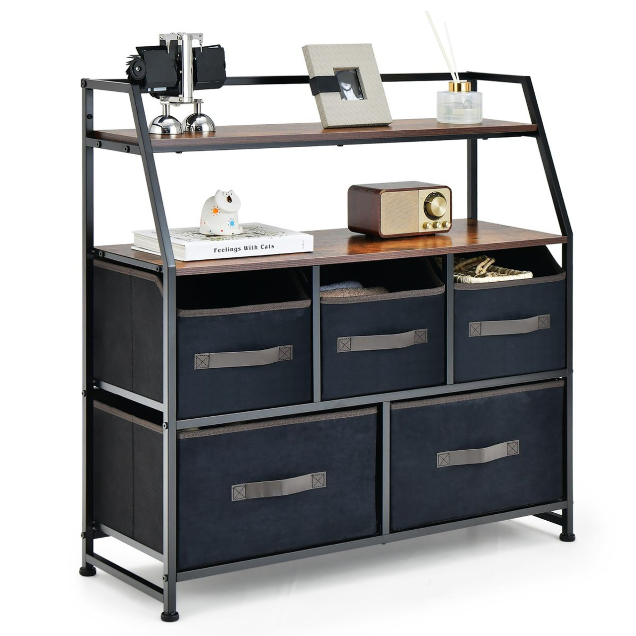 5-Drawer Storage Dresser Organizer Unit with Fabric Bin  product image