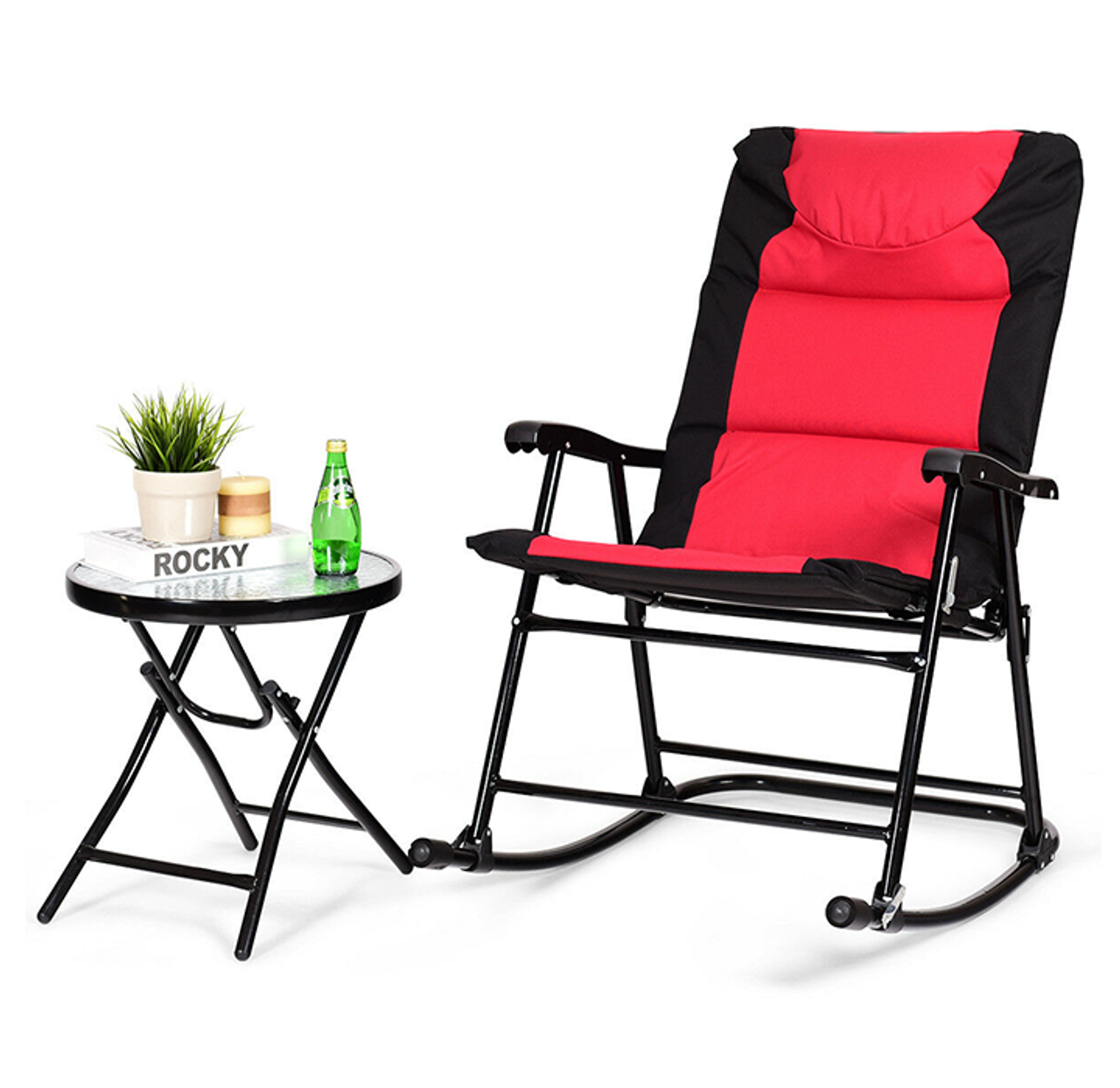 Folding 3-Piece Rocking Chair Bistro Set product image