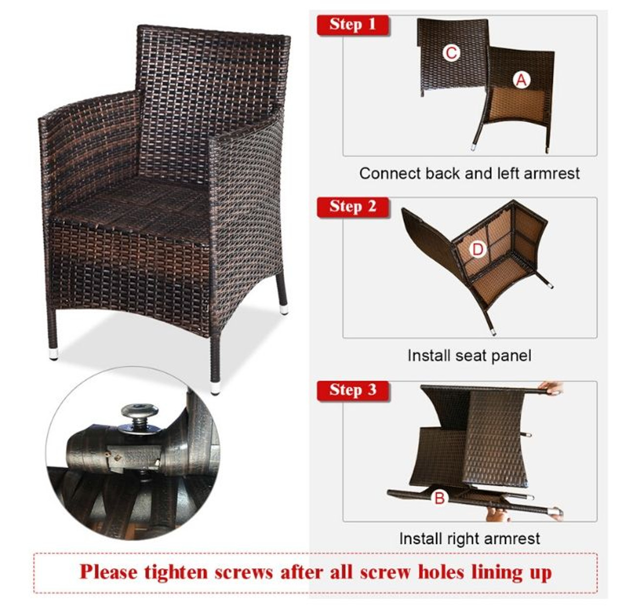 Rattan Wicker Outdoor 3-Piece Table and Chair Set product image