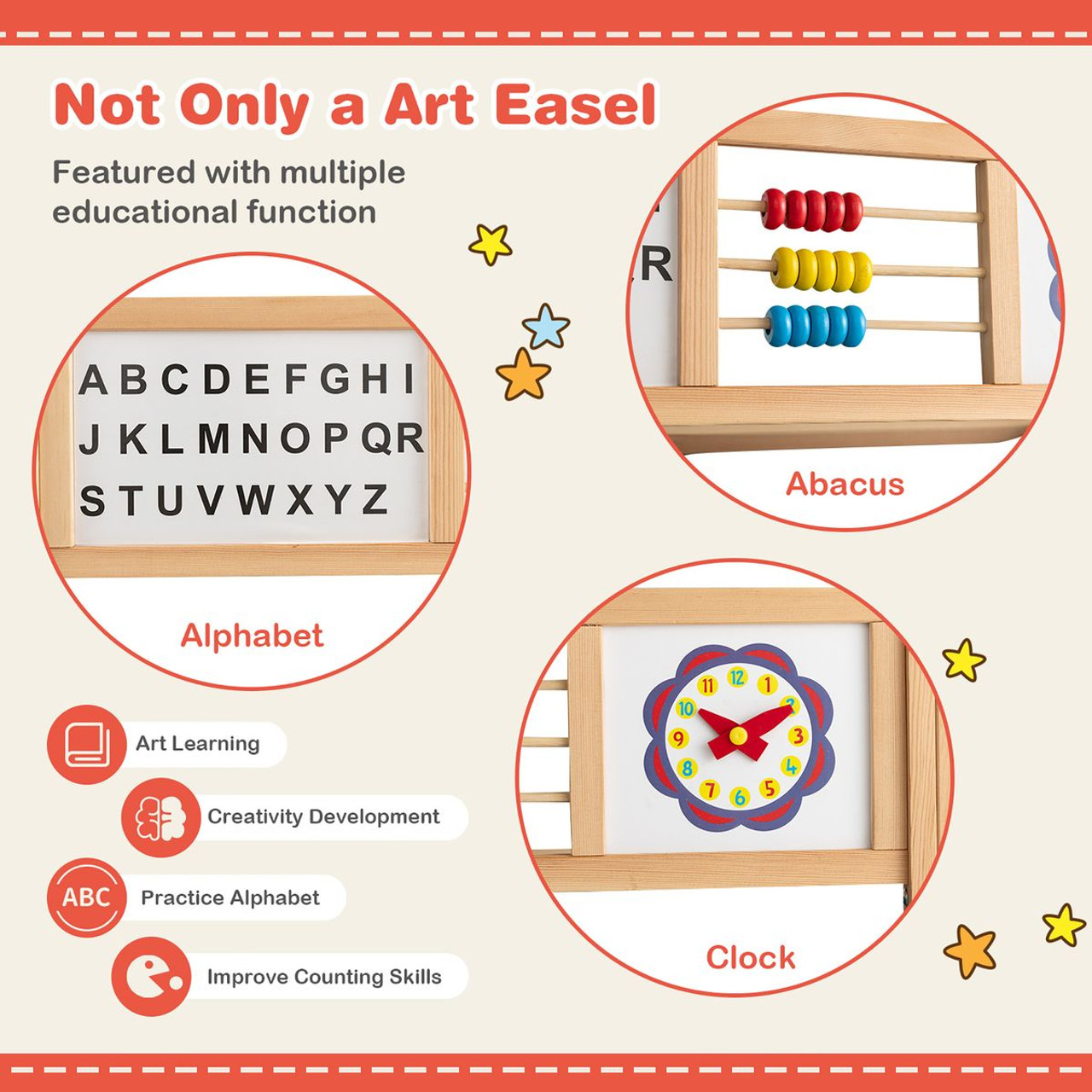 3-in-1 Wooden Art Easel for Kids product image