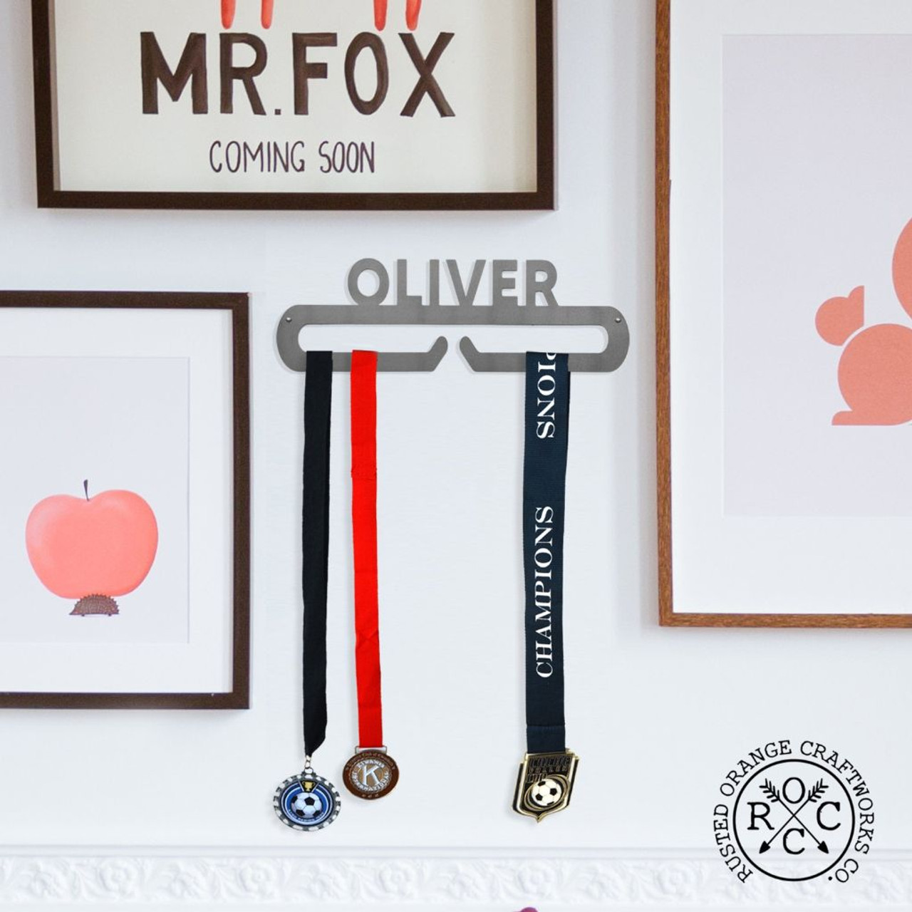 Personalized Steel Medal and Ribbon Display product image