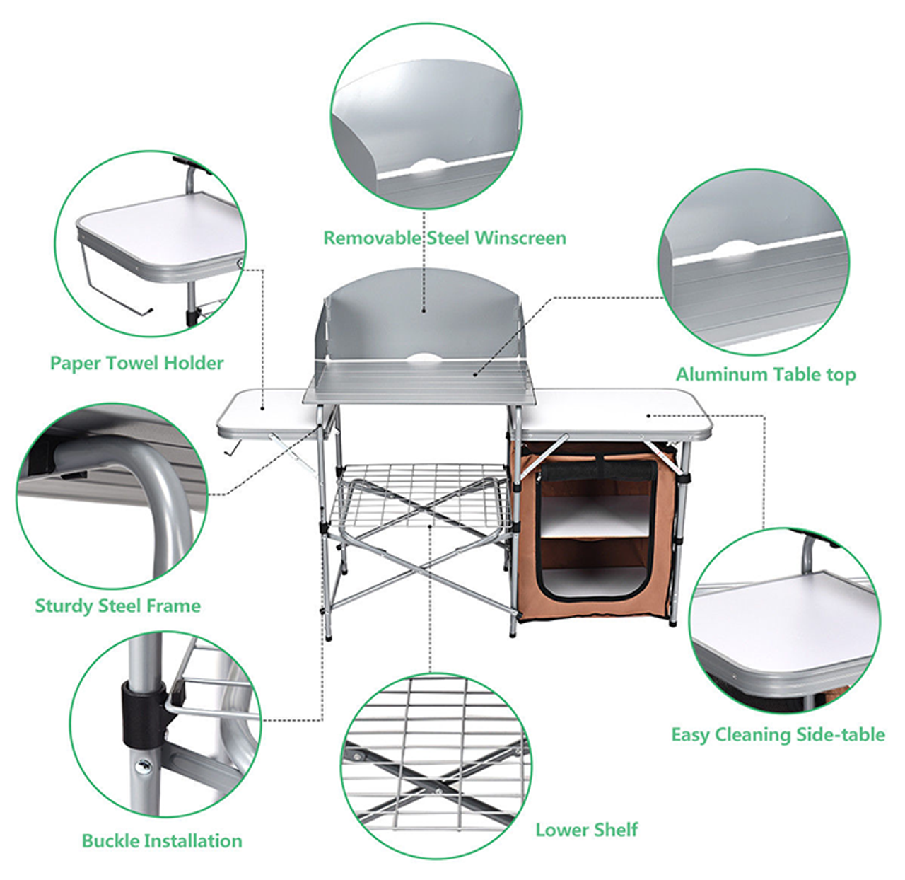 Foldable Outdoor BBQ Camping Table with Windscreen product image