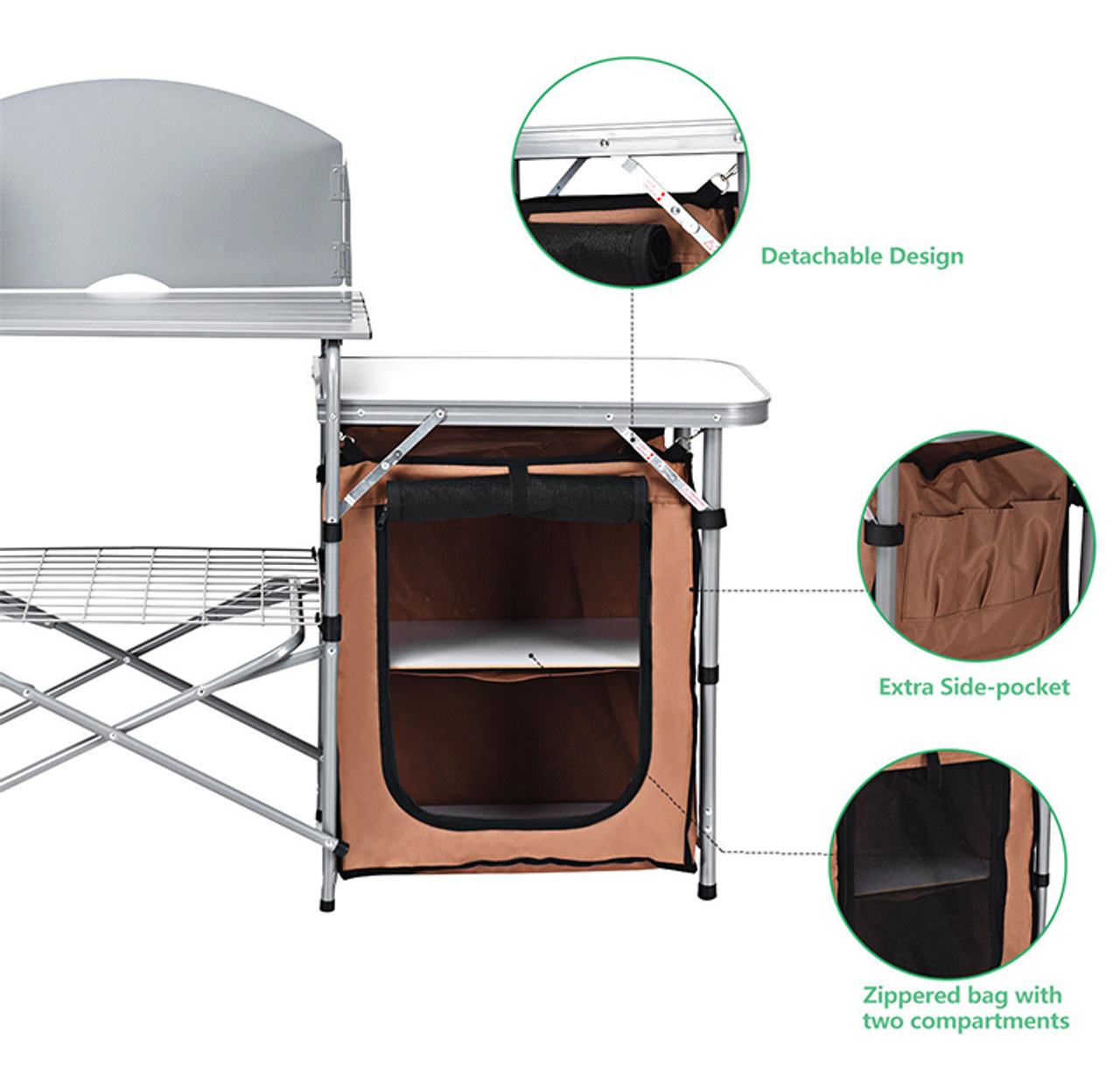 Foldable Outdoor BBQ Camping Table with Windscreen product image