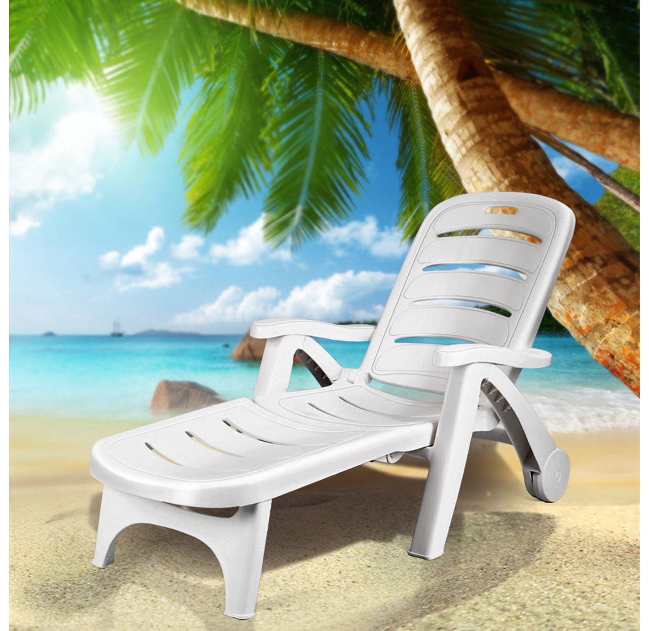 Adjustable 5-Position Outdoor Rolling Lounge Chair product image