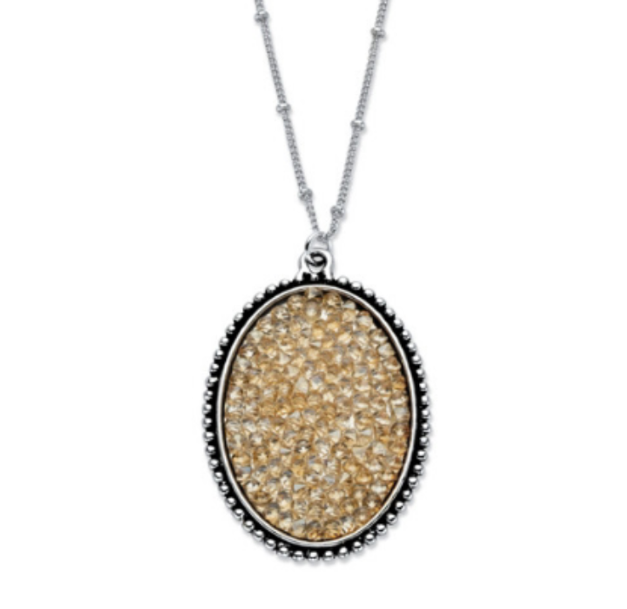 Butterscotch Crystal Oval Pendant Necklace with Beaded Chain product image