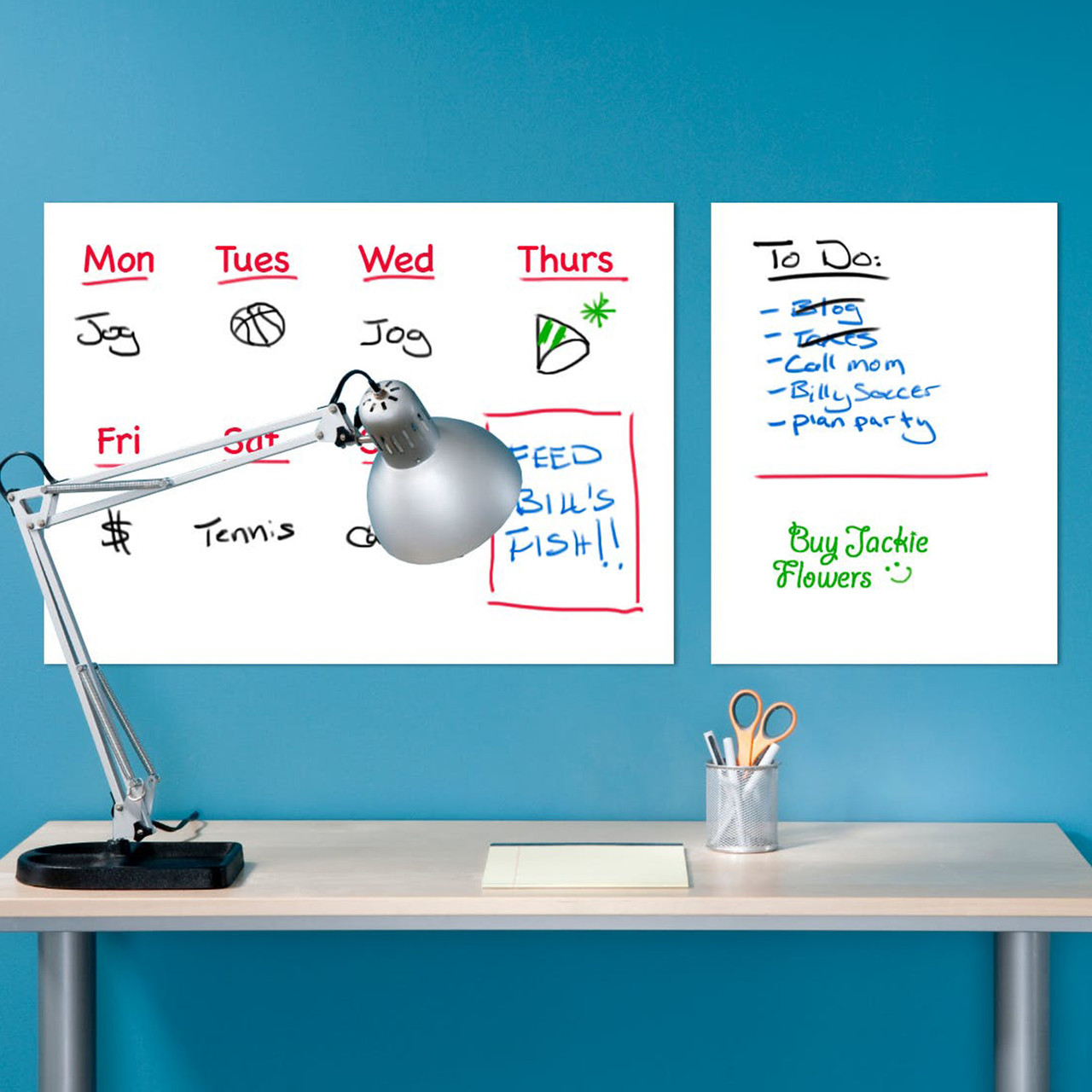 12-Piece Reusable Dry-Erase Self-Adhesive Peel-and-Stick Whiteboard Sheets product image