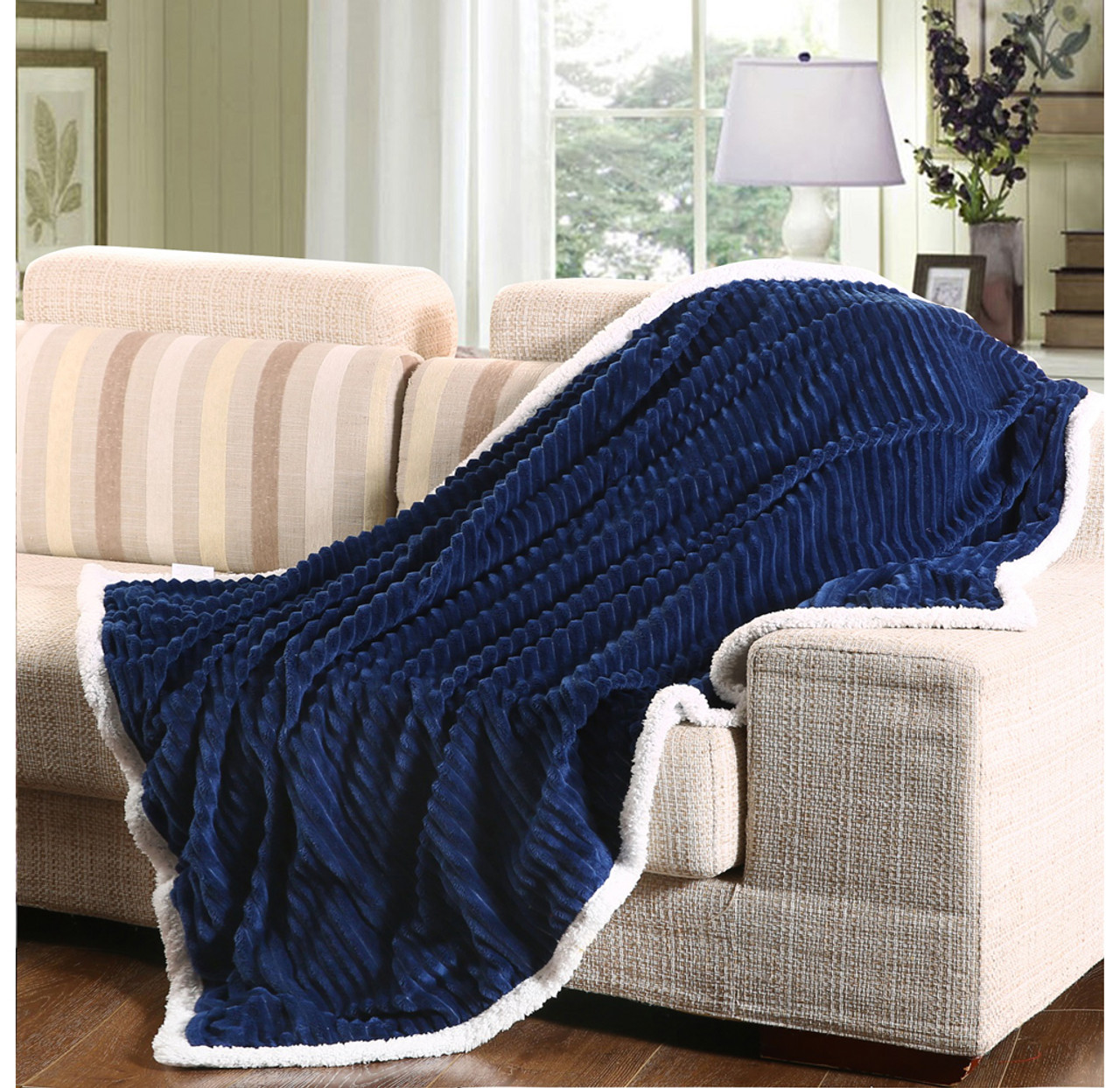 Sheradian Reversible Corduroy-Pattern Sherpa Throw Blanket product image