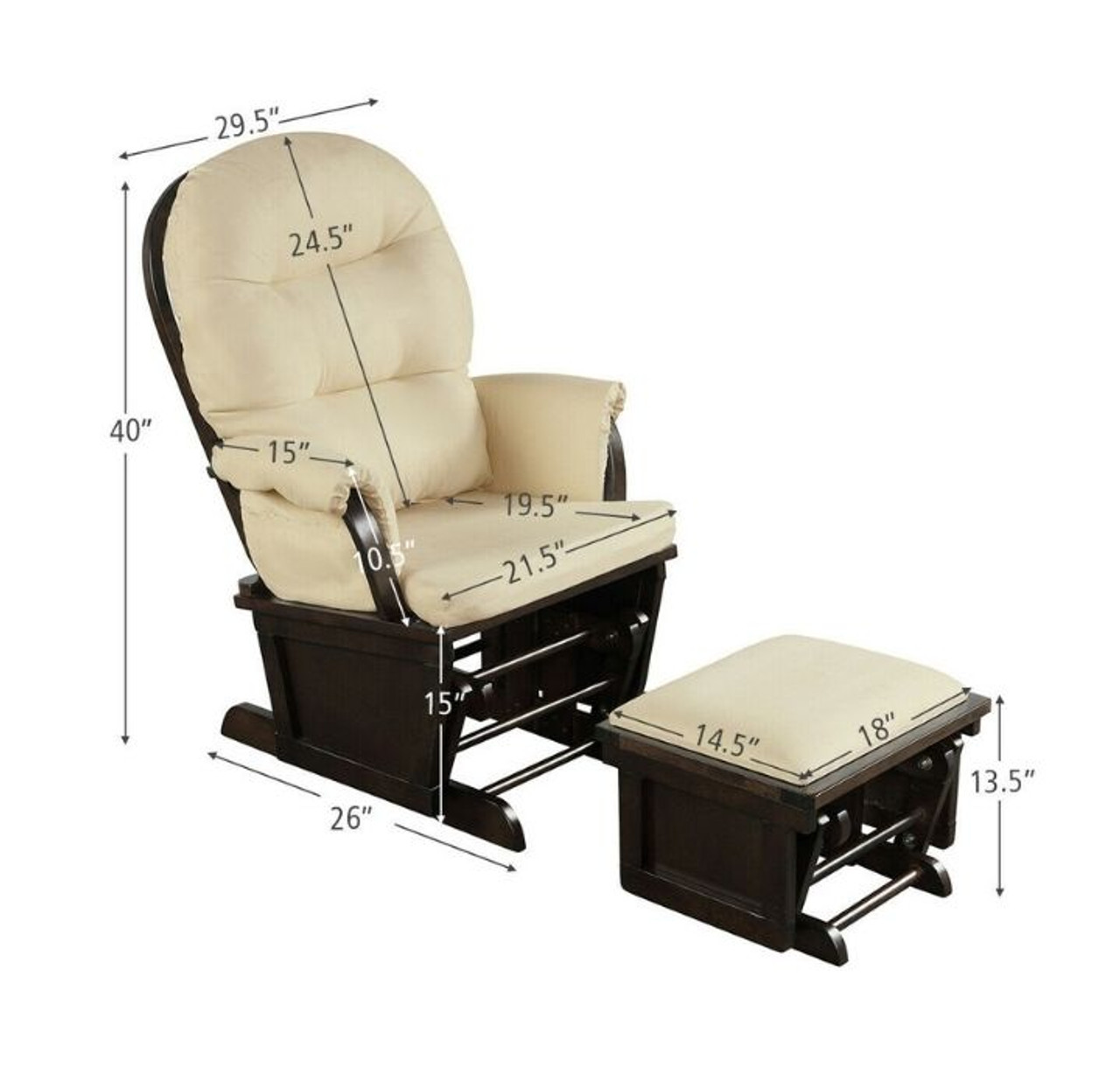 Cushioned Rocking Glider Chair & Ottoman Set product image