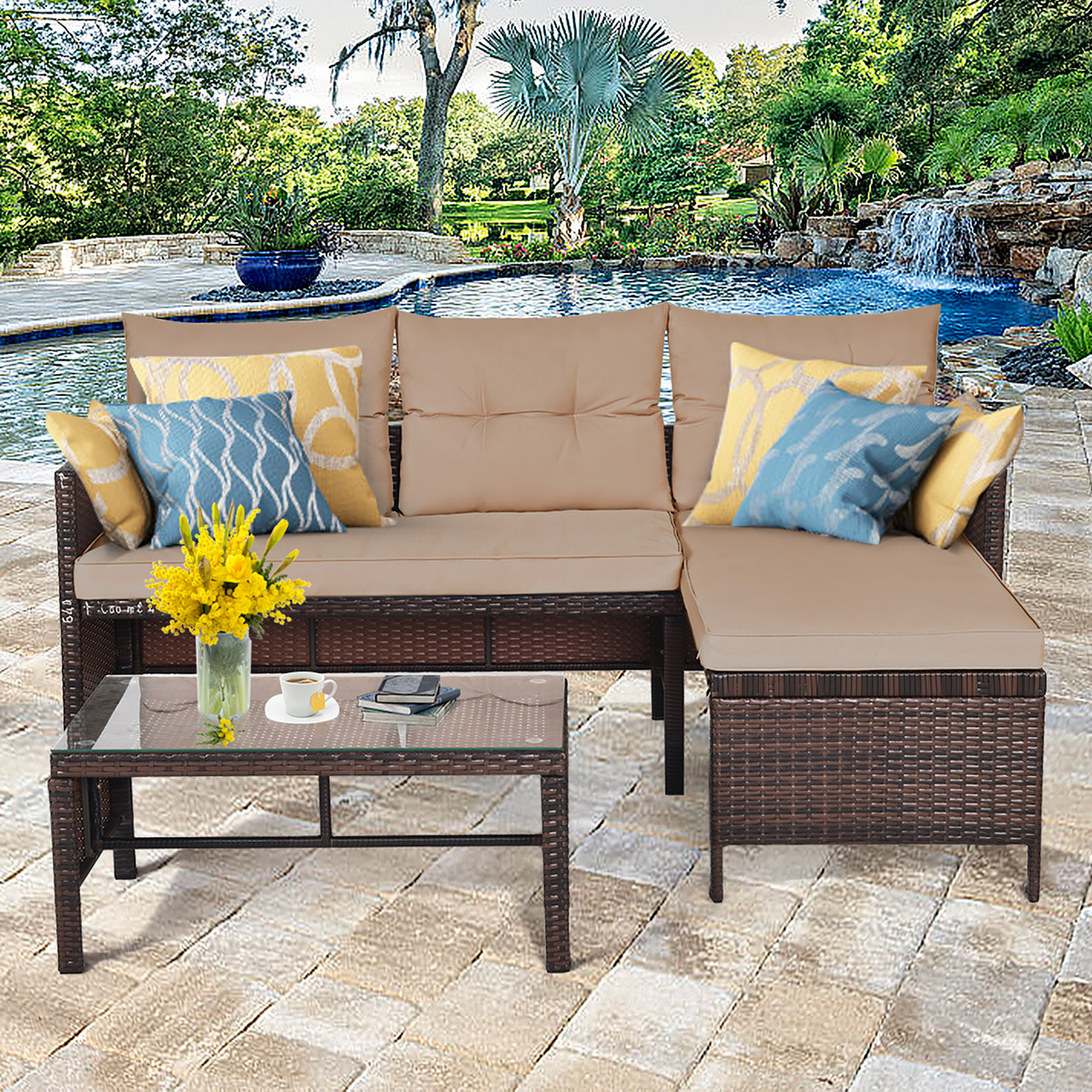 Rattan Wicker Outdoor 3-Piece Patio Sectional product image