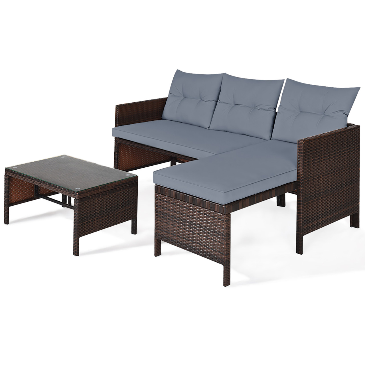 Rattan Wicker Outdoor 3-Piece Patio Sectional product image