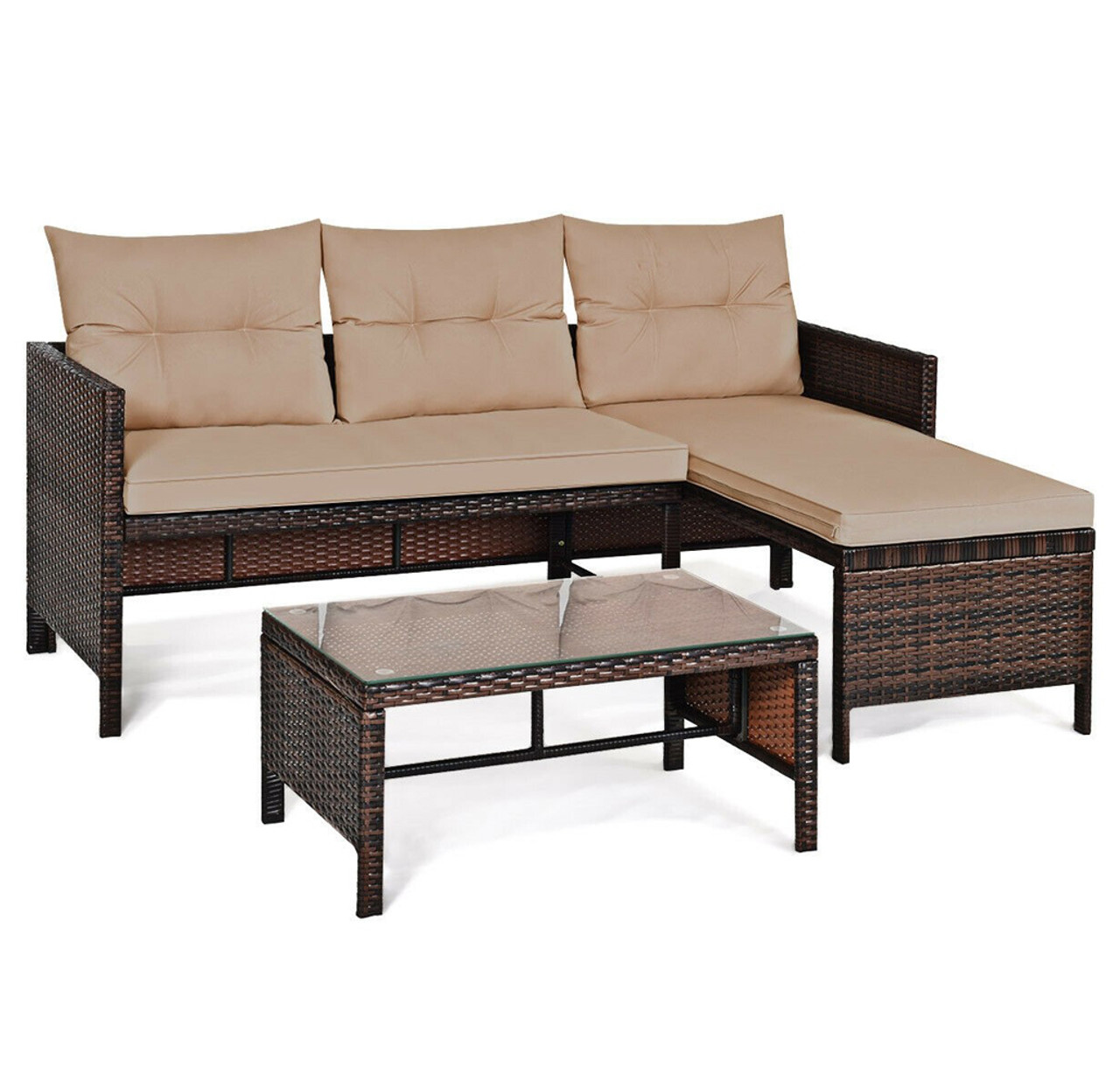 Rattan Wicker Outdoor 3-Piece Patio Sectional product image