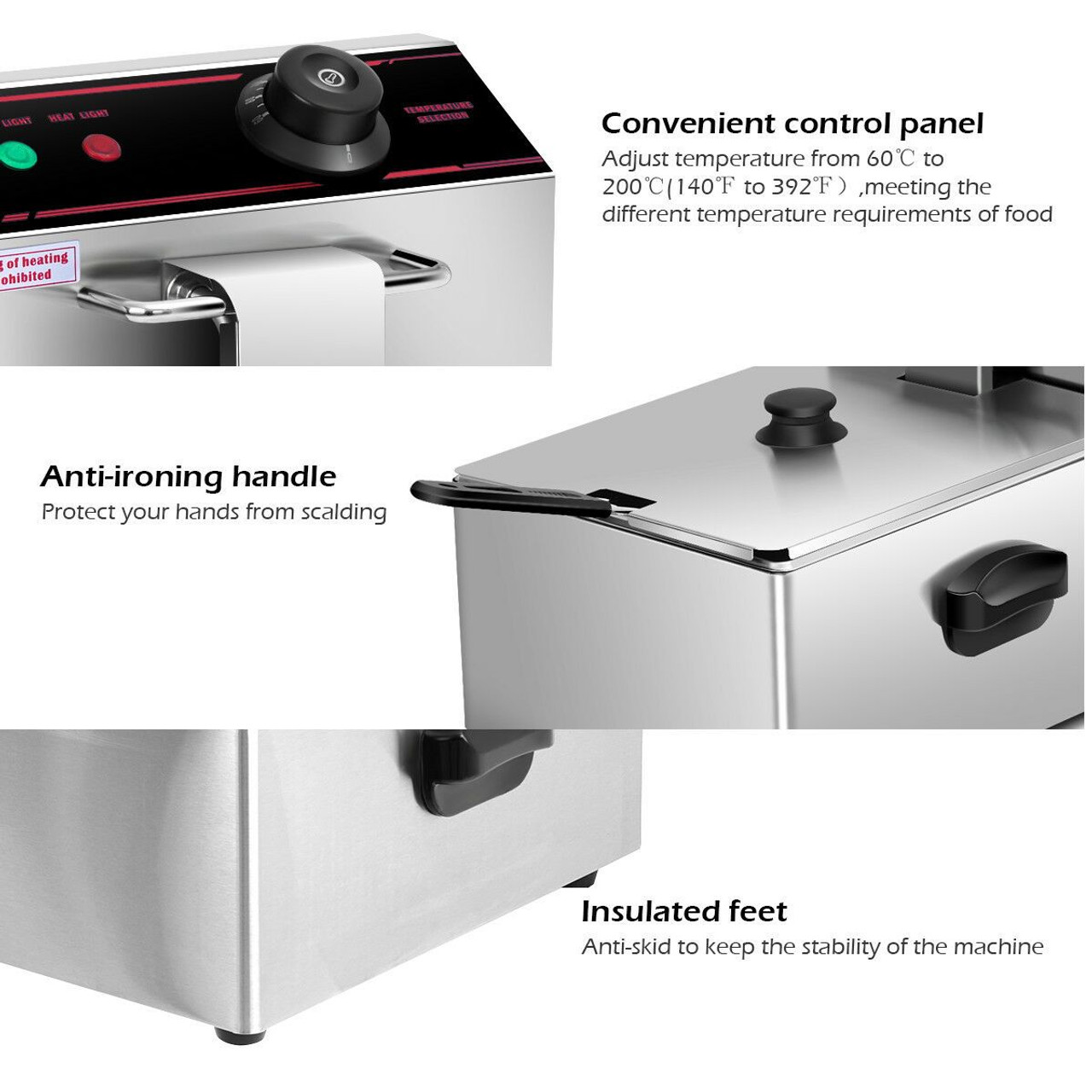 1700W Single Electric Deep Fryer with Basket Scoop Unit product image
