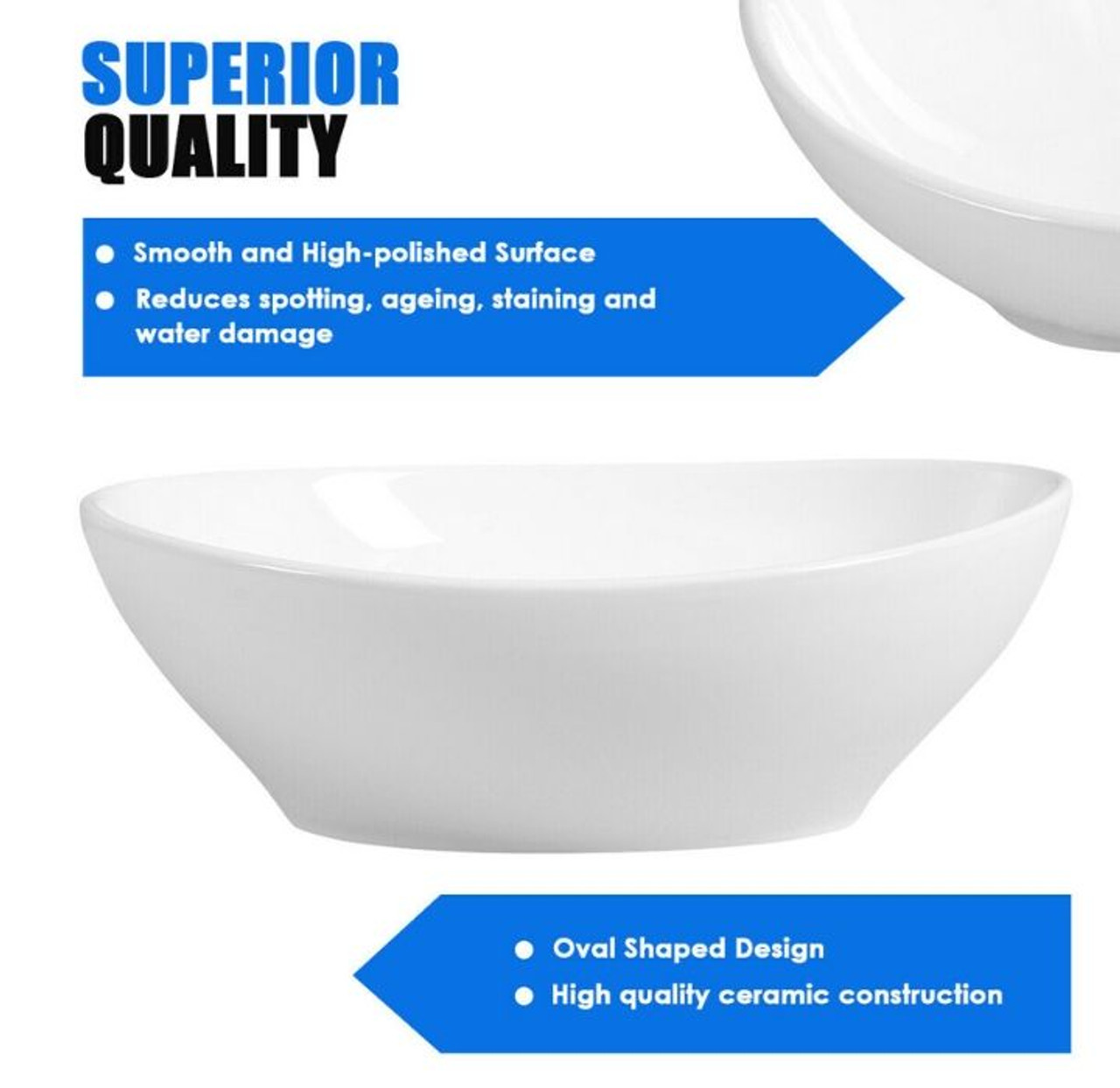 White Ceramic Oval Bathroom Sink product image