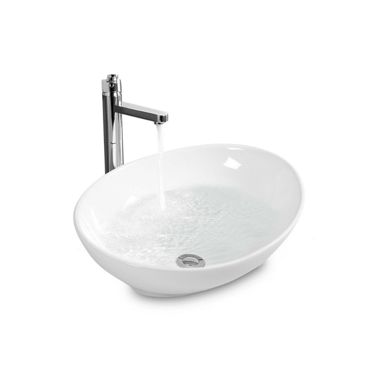 White Ceramic Oval Bathroom Sink product image