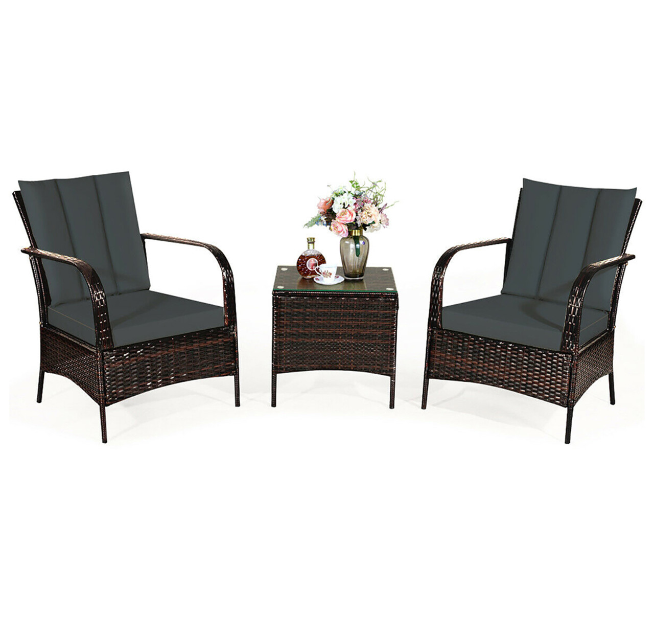 Rattan Outdoor 3-Piece Chair & Table Set product image