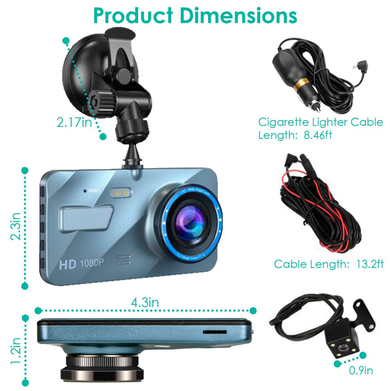iMounTEK® 720p Dual Dash Cam product image