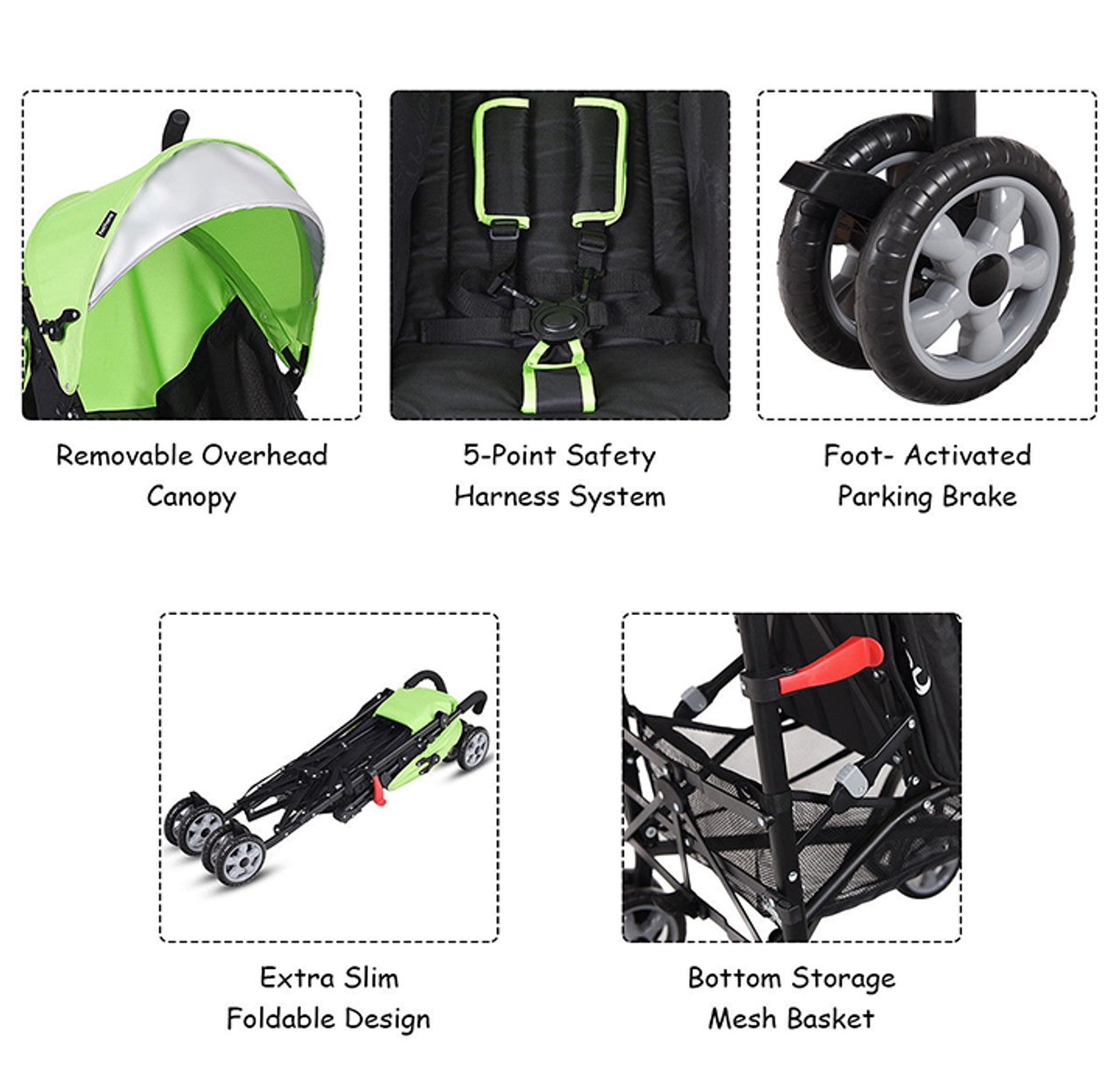 Folding Lightweight Umbrella Travel Stroller with Storage product image