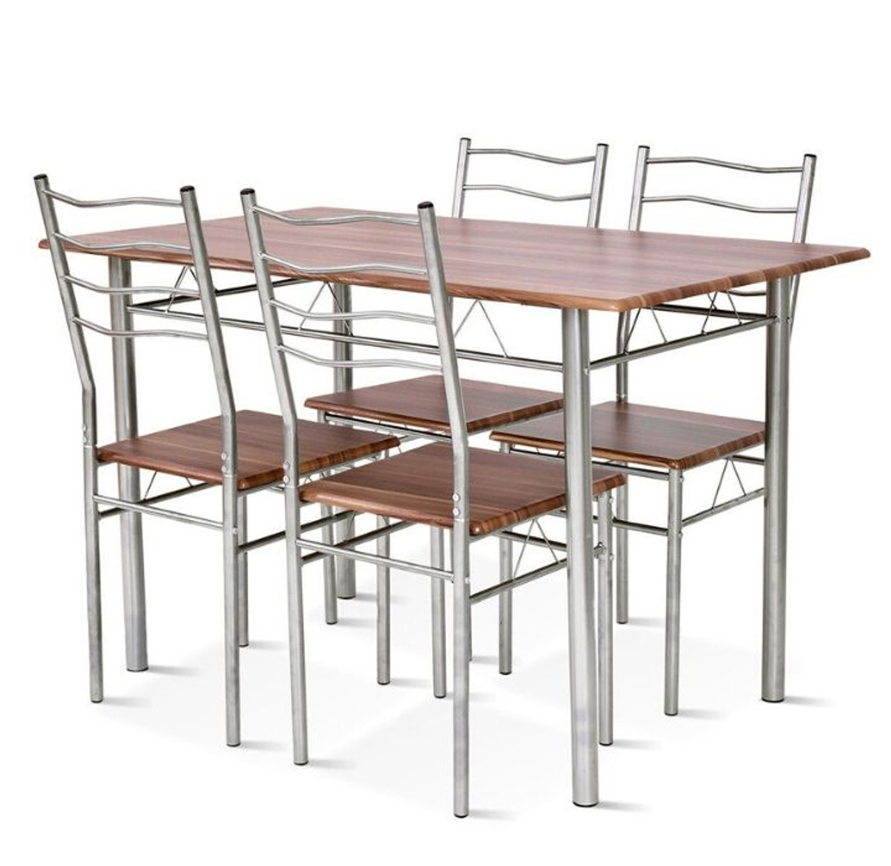 Modern Wood and Metal 5-Piece Dining Table Set product image