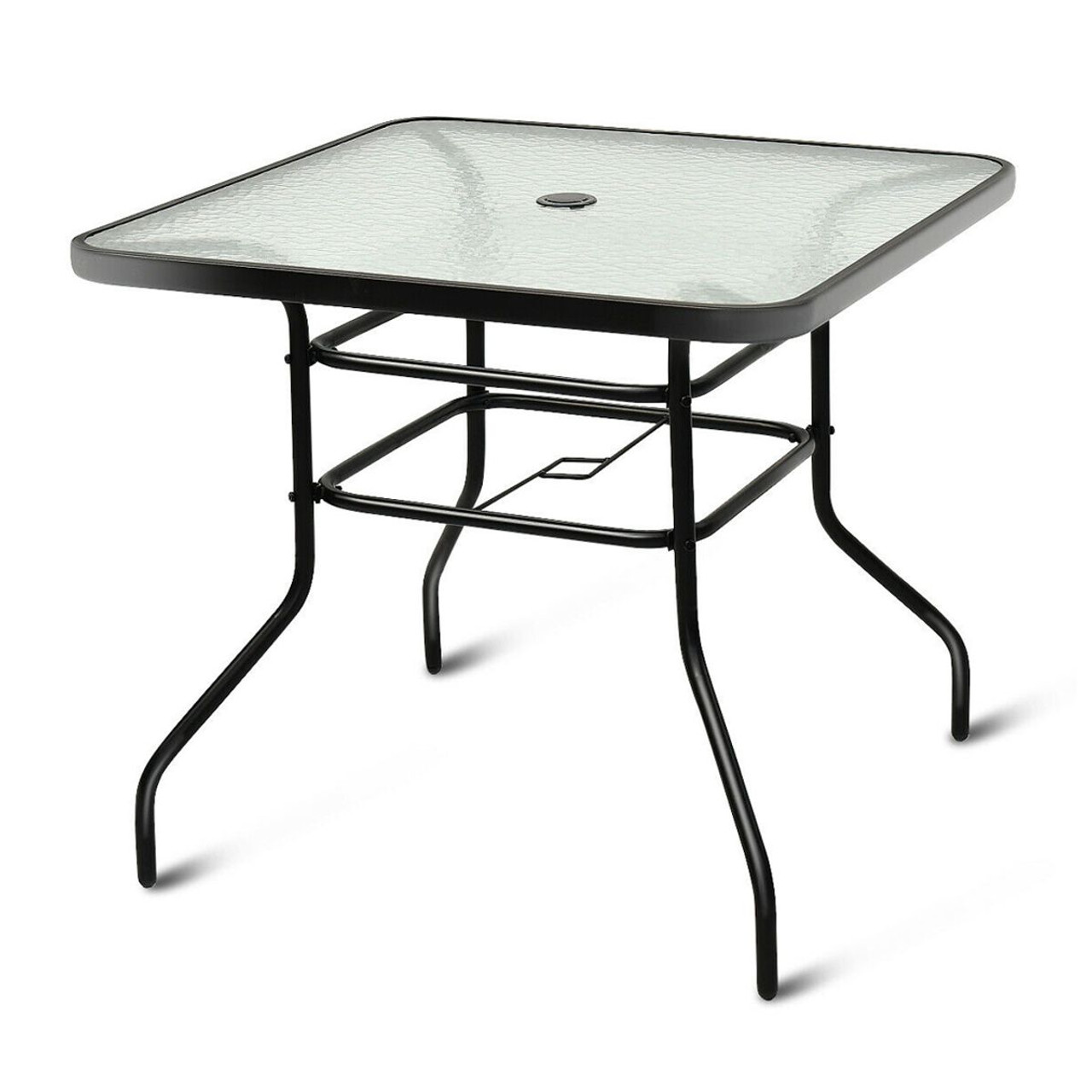 Square 32'' Steel Frame Tempered Glass Top Patio Table product image