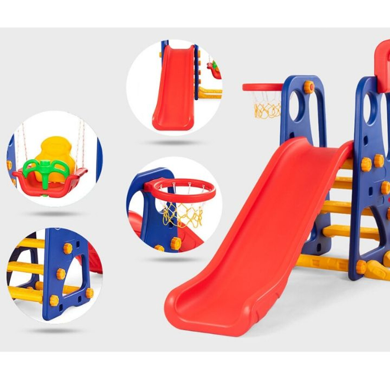 Toddler 3-in-1 Swing Set with Slide & Basketball Hoop product image