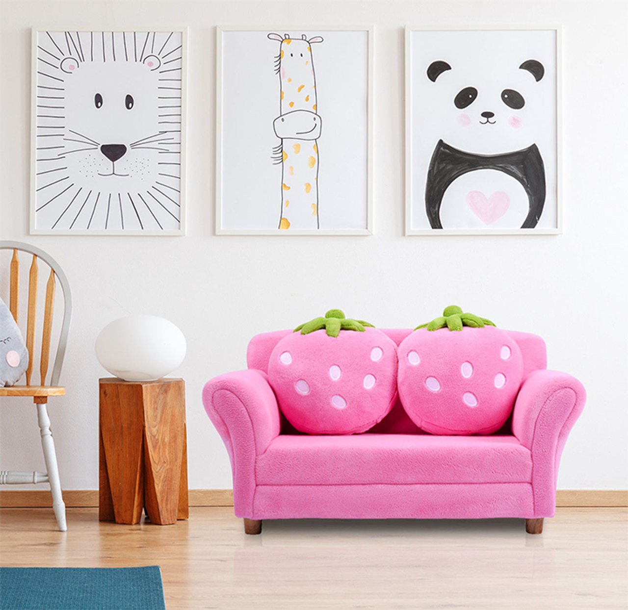 Kids' Pink Strawberry Cushion Sofa product image