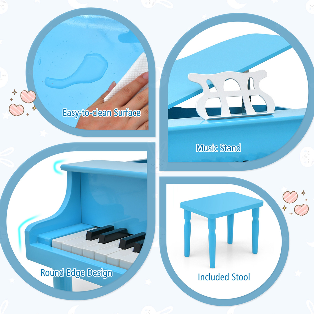 Kids' Wooden 30-Key Classic Baby Grand Piano product image
