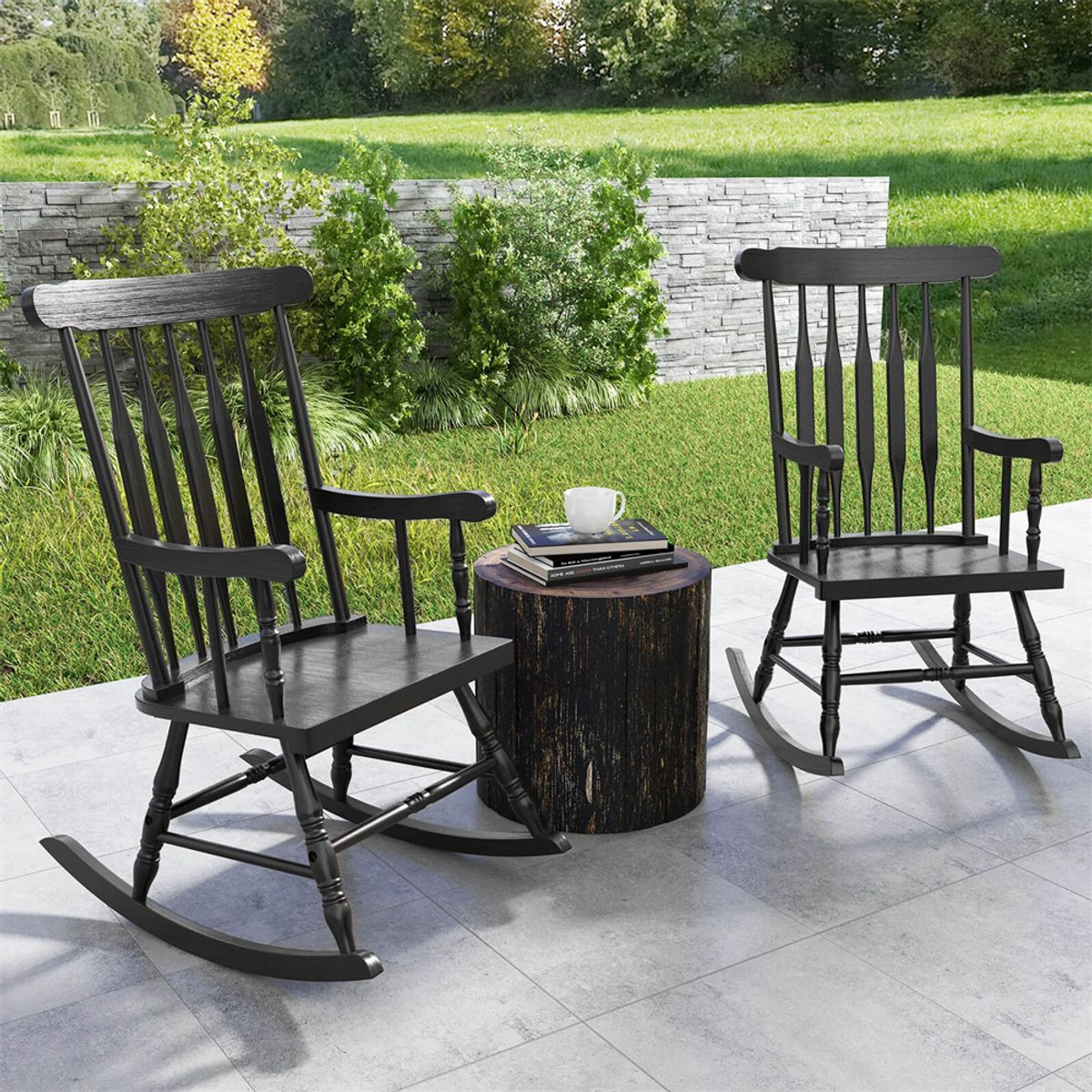 Glossy Finish Wooden Rocking Chairs (Set of 2) product image