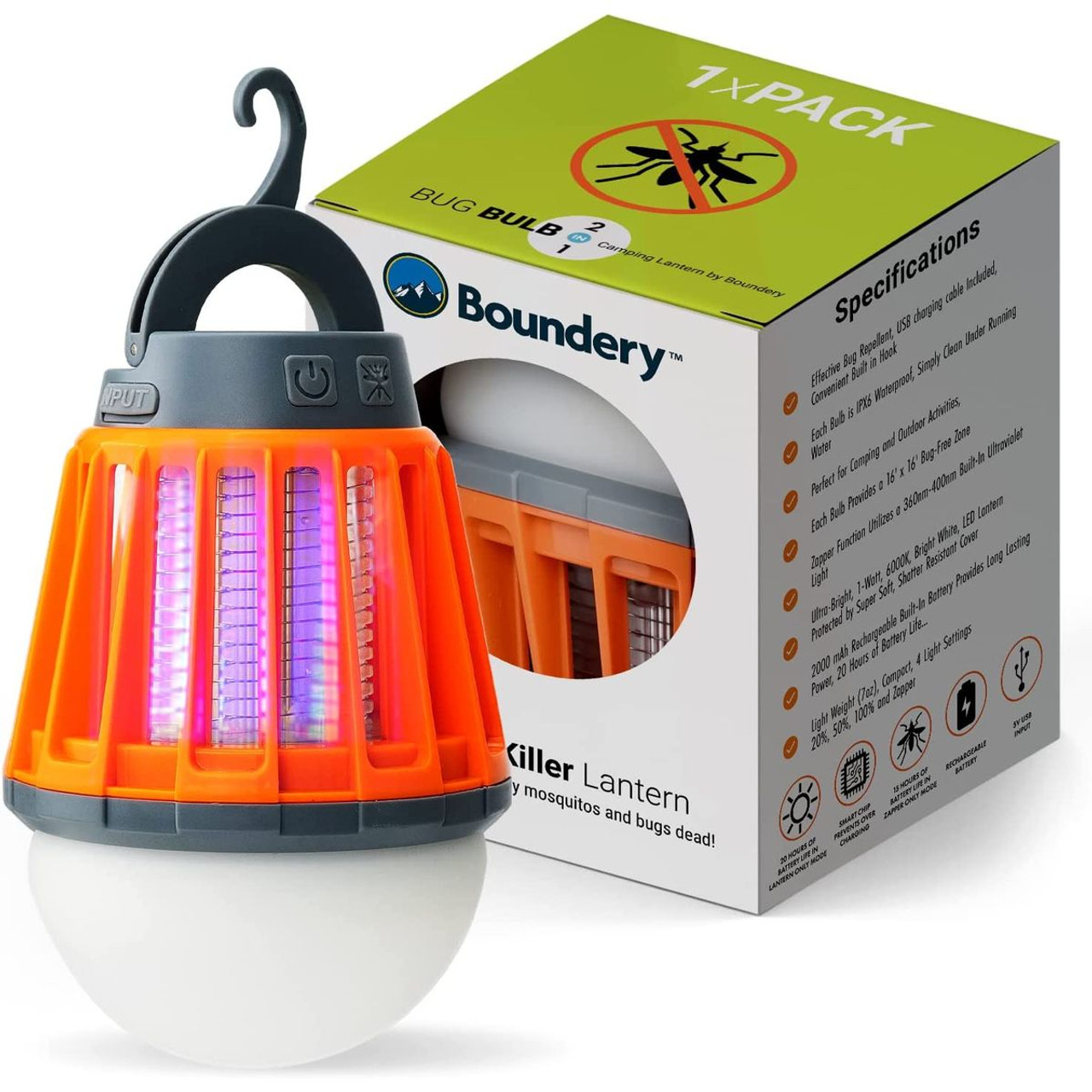Boundery™ Bug Bulb 2-in-1 Camping Lantern Mosquito Zapper (1- or 3-Pack) product image