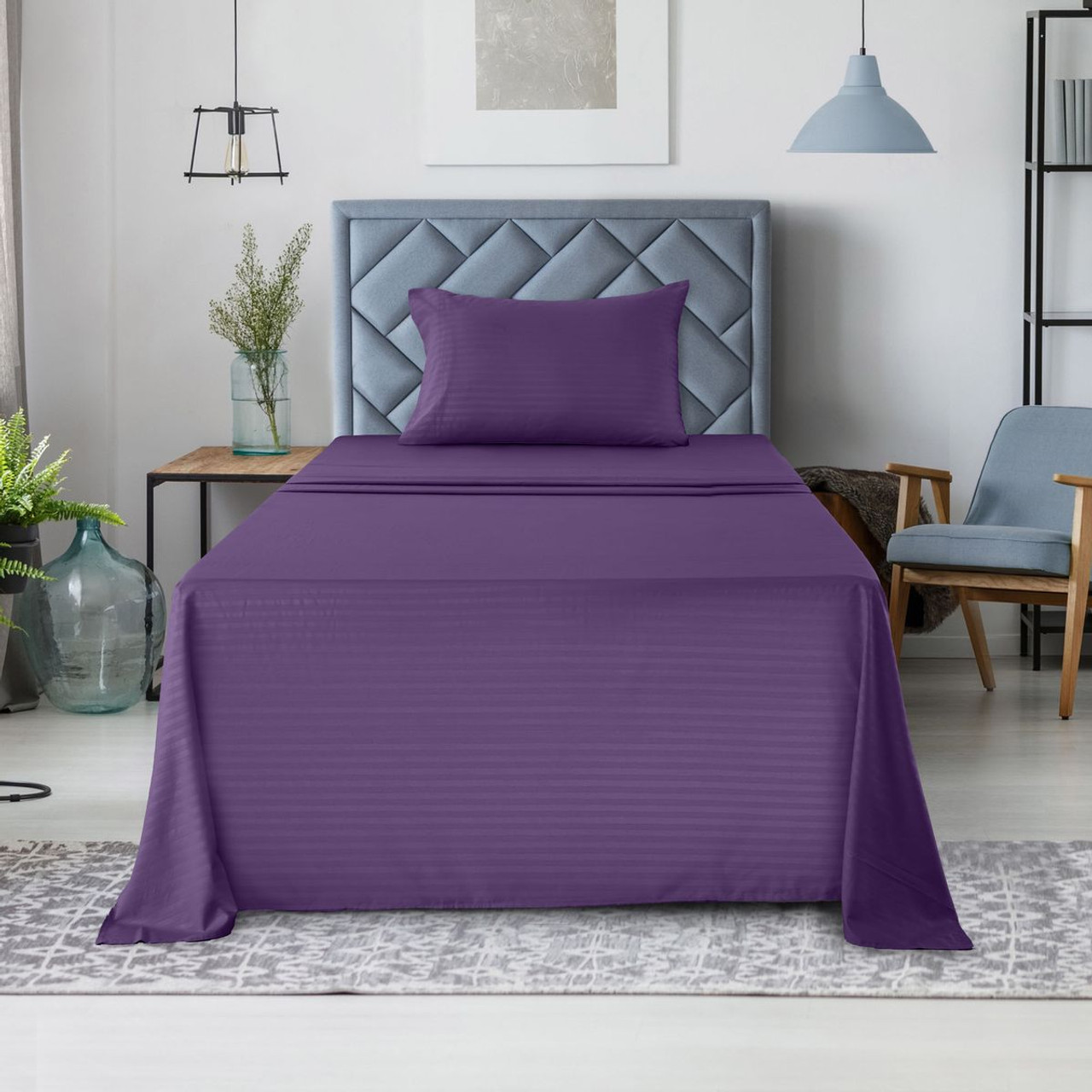 Brushed Microfiber Striped Bed Sheet Set product image