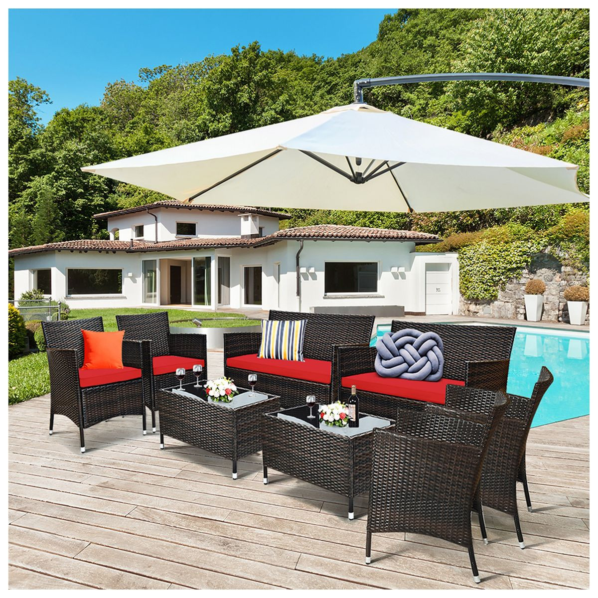 Rattan Outdoor Patio Furniture Set (4- or 8-Pieces) product image