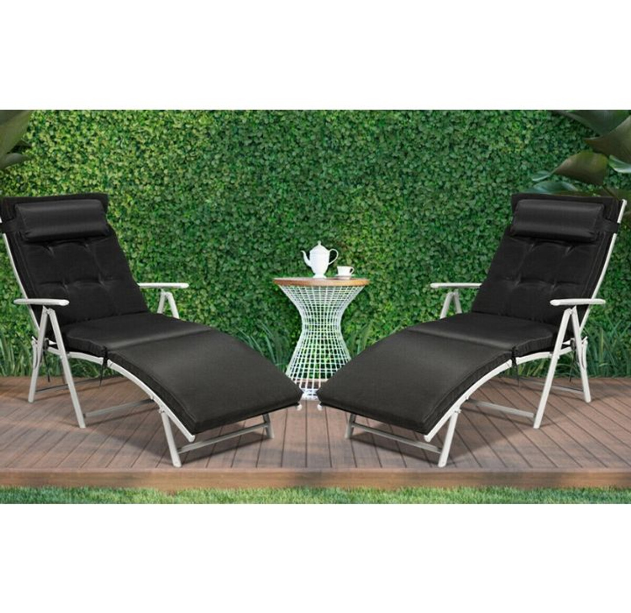 Folding Chaise Lounge Chairs with Cushions (Set of 2) product image