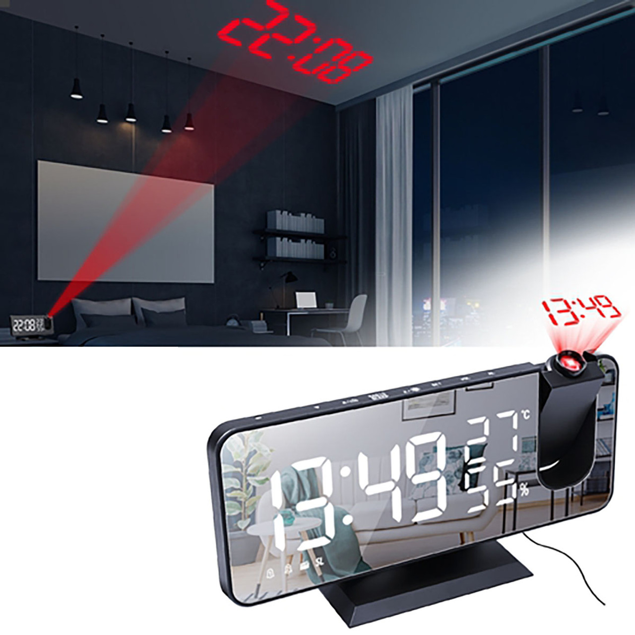 iMounTEK® Mirror LED Projection Alarm Clock product image