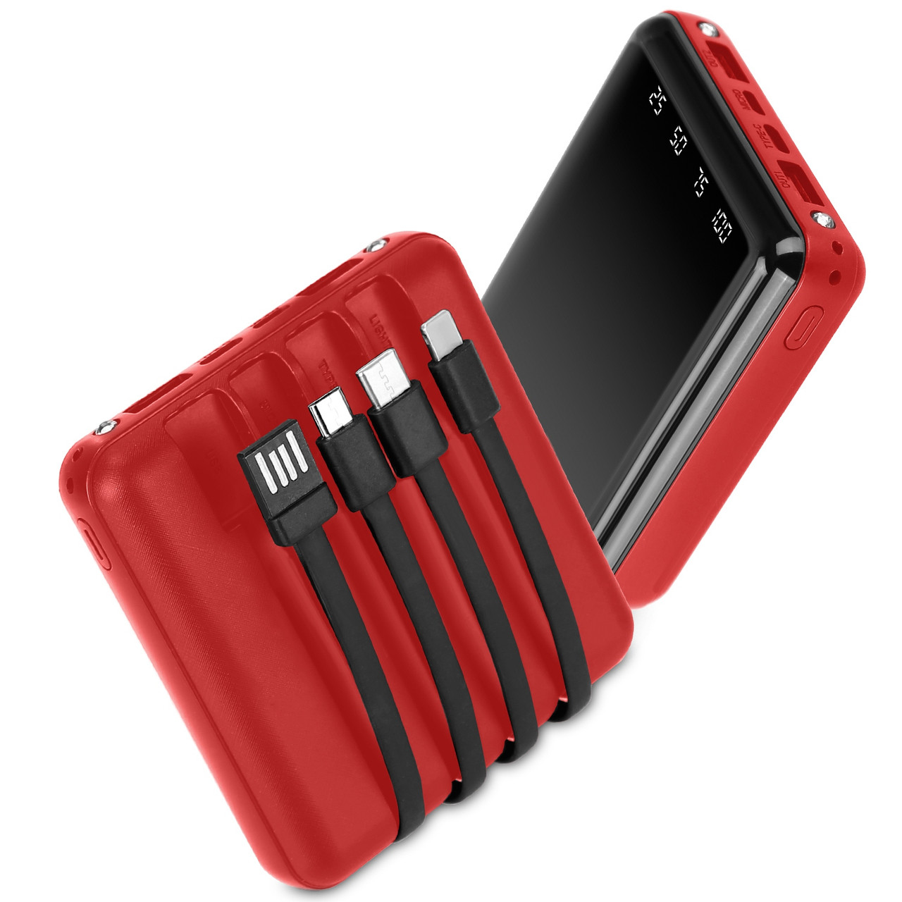 PowerMaster™ 10,000mAh Portable Power Bank with Built-in Cables product image