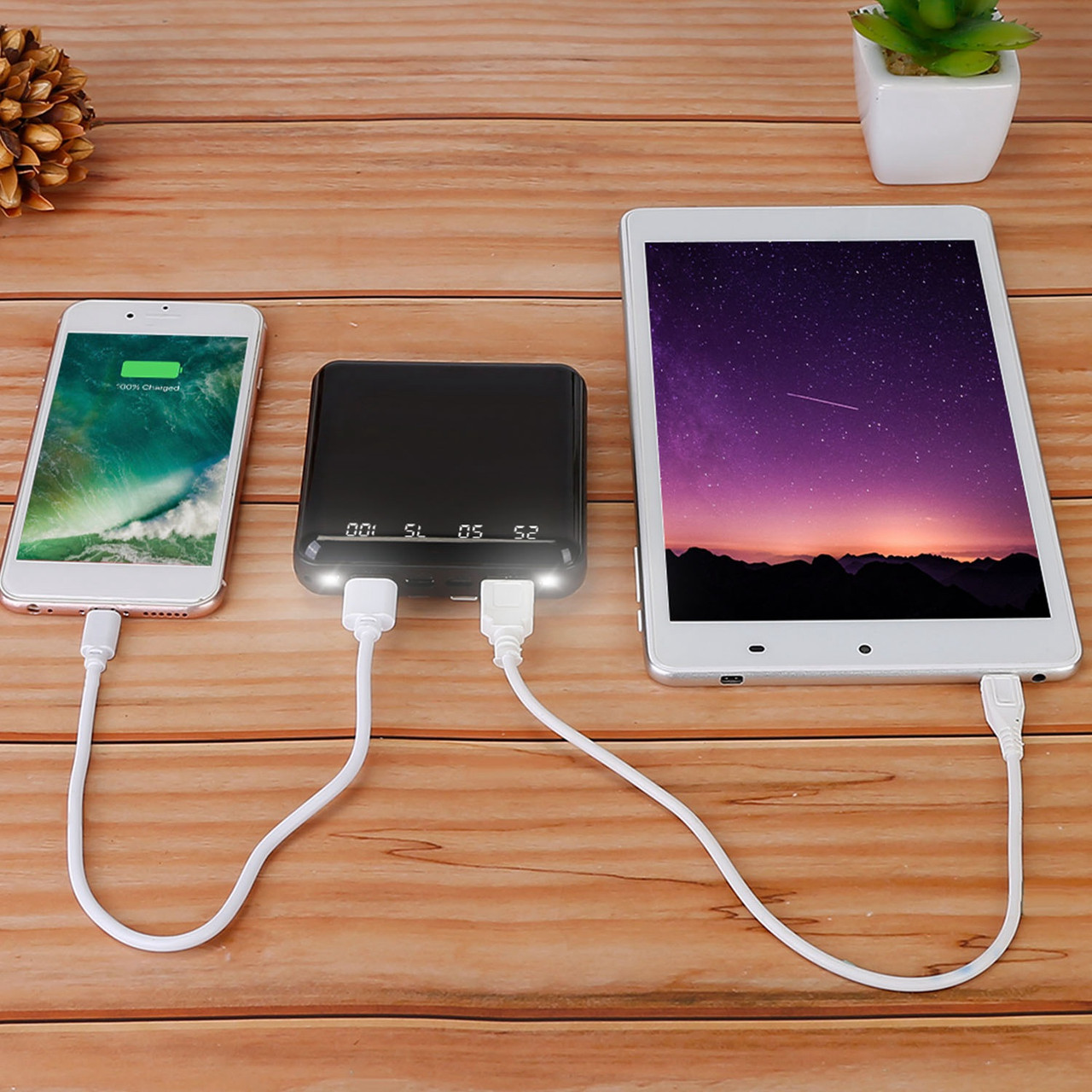 PowerMaster™ 10,000mAh Portable Power Bank with Built-in Cables product image