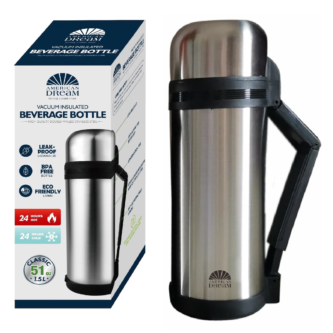 American Dream® Double-Walled Stainless Steel Vacuum Insulated Beverage Bottle product image American Dream® Double-Walled Stainless Steel Vacuum Insulated Beverage Bottle product image