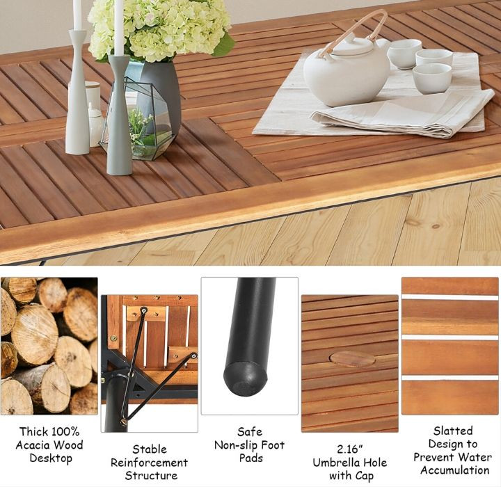 Rattan 7-Piece Dining Set with Umbrella Hole product image