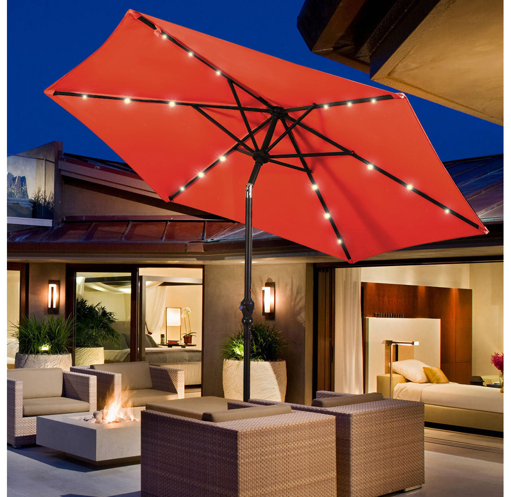 9-Foot Solar LED Crank Patio Umbrella - Daily Steals