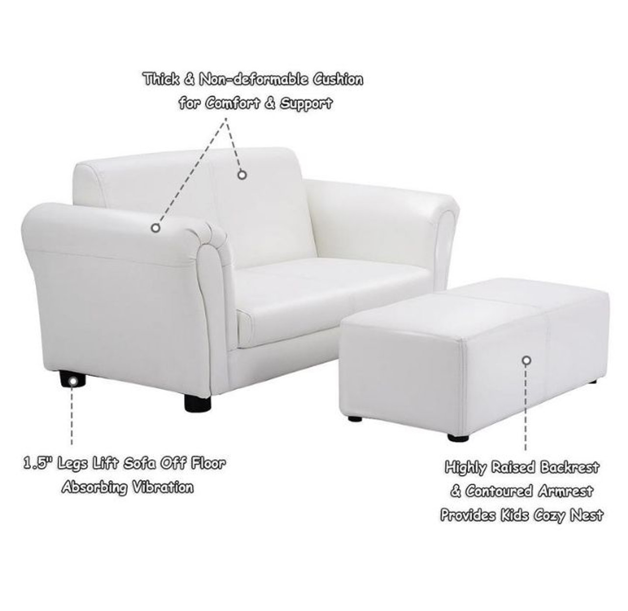 Kids' Faux Leather Sofa with Ottoman product image