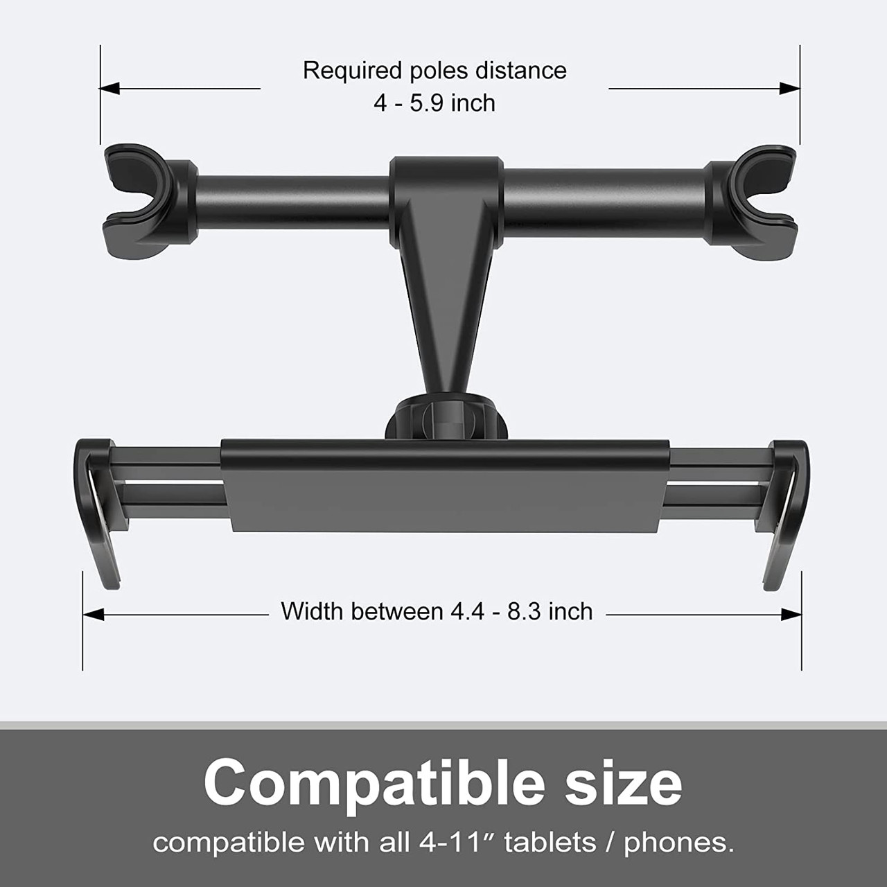 Universal Backseat Car Mount Adjustable Phone and Tablet Holder (1- or 2-Pack) product image