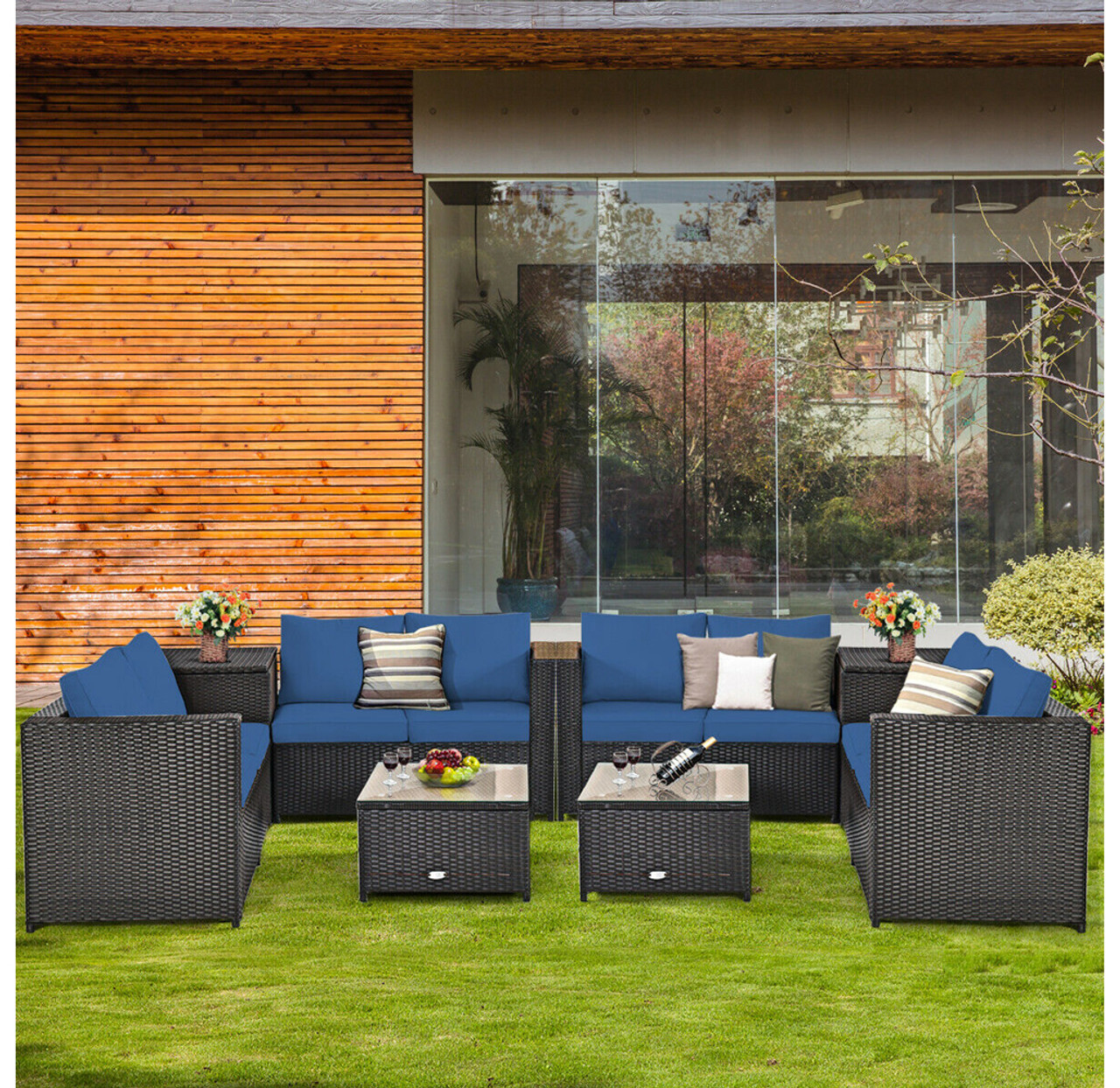 Rattan 8-Piece Storage Loveseat Patio Set product image